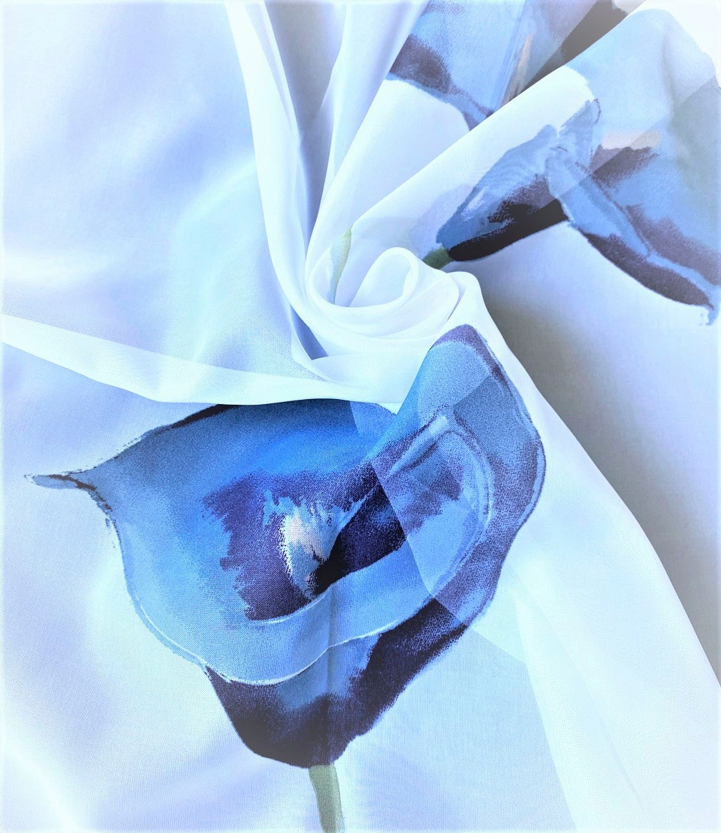 Weckbrodt Gardine »Calla« Smokband 1 Stk. tlg. Voile, bedruckt, floral, geblümt, halbtransparent, Beschwerungsband