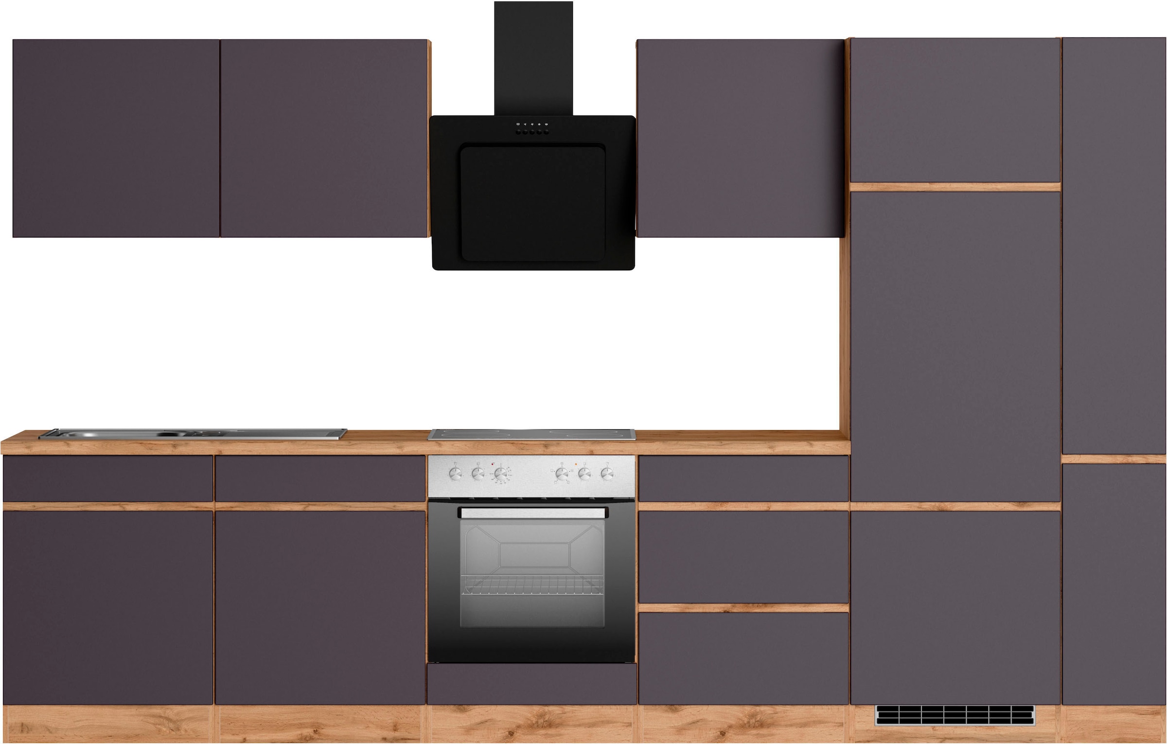 KOCHSTATION Kitchenette »KS-Riesa« Largeur réglable 330 cm, avec ou sans appareils électriques au choix