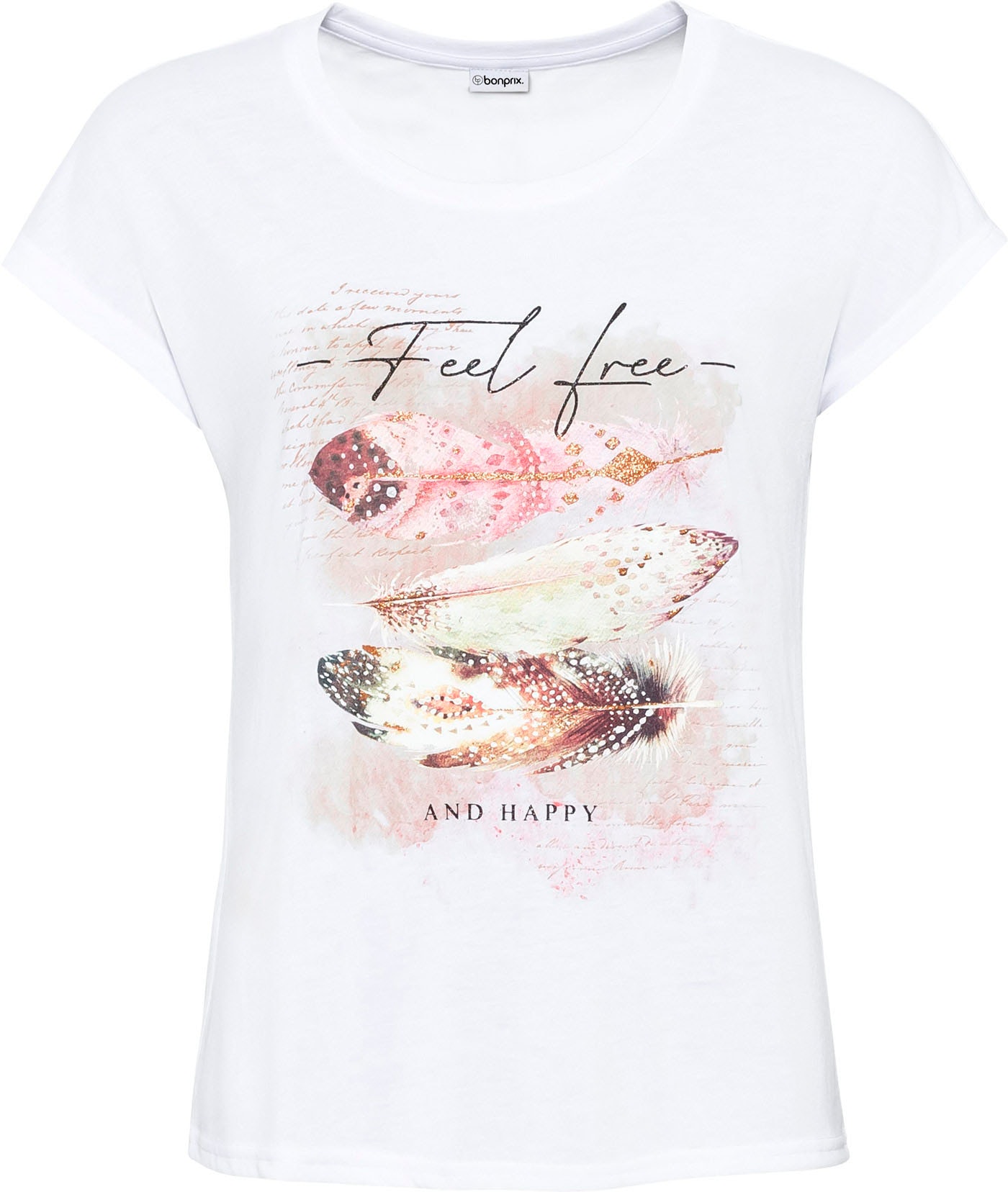 bonprix T-shirt Slim Fit Passform, Kurzarm-Design, aus Polyester und Viskose