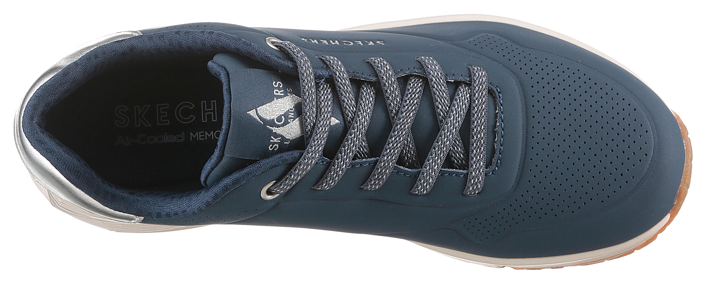 Skechers Baskets slip-on »UNO SHIMMER AWAY«  Slipper, Freizeitschuh, Plateausneaker mit modischem Keilabsatz