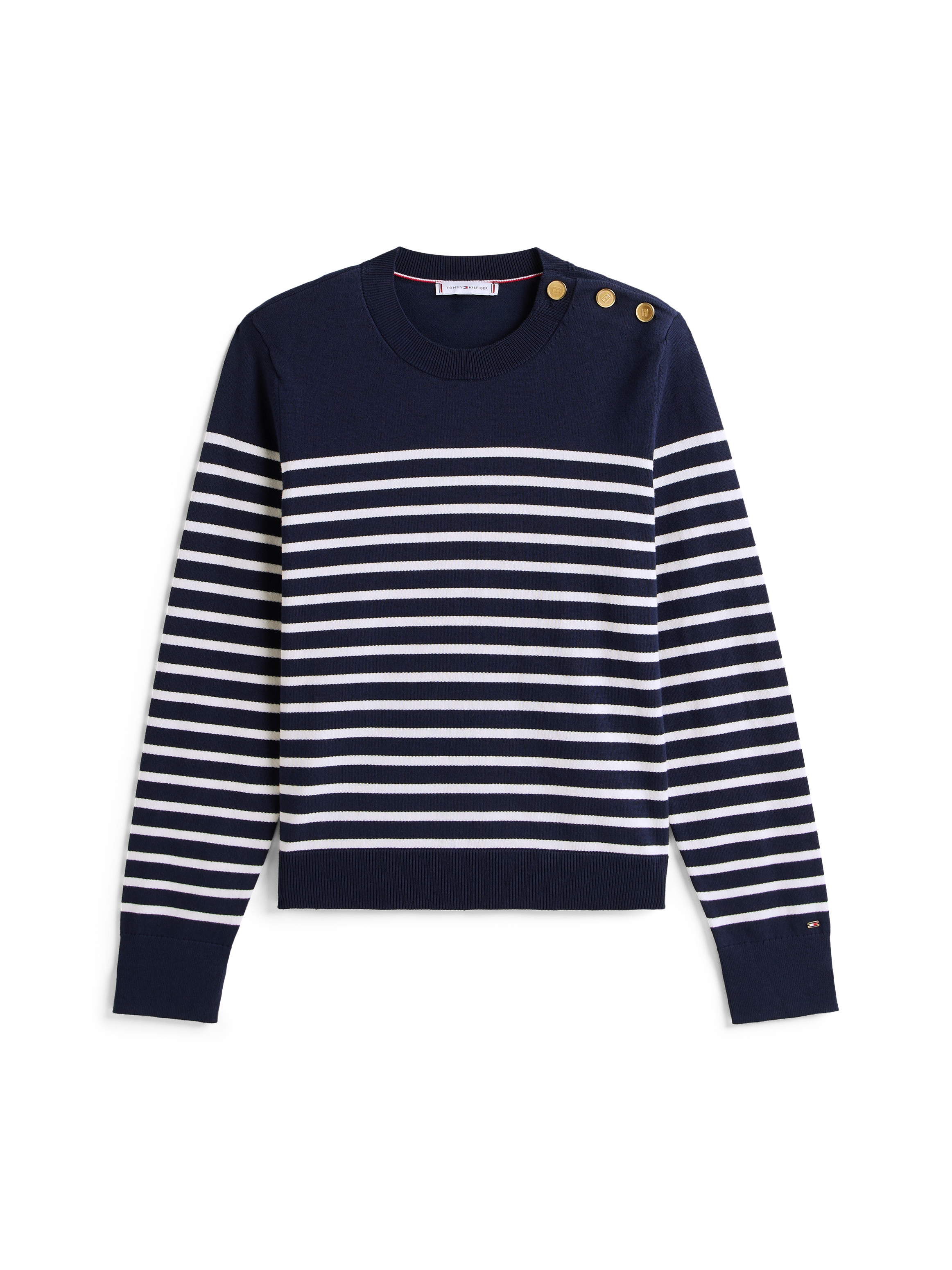 Tommy Hilfiger Pull en tricot »CO JERSEY MID GG LS GOLD BTN SWT« mit goldfarbenen Knöpfen