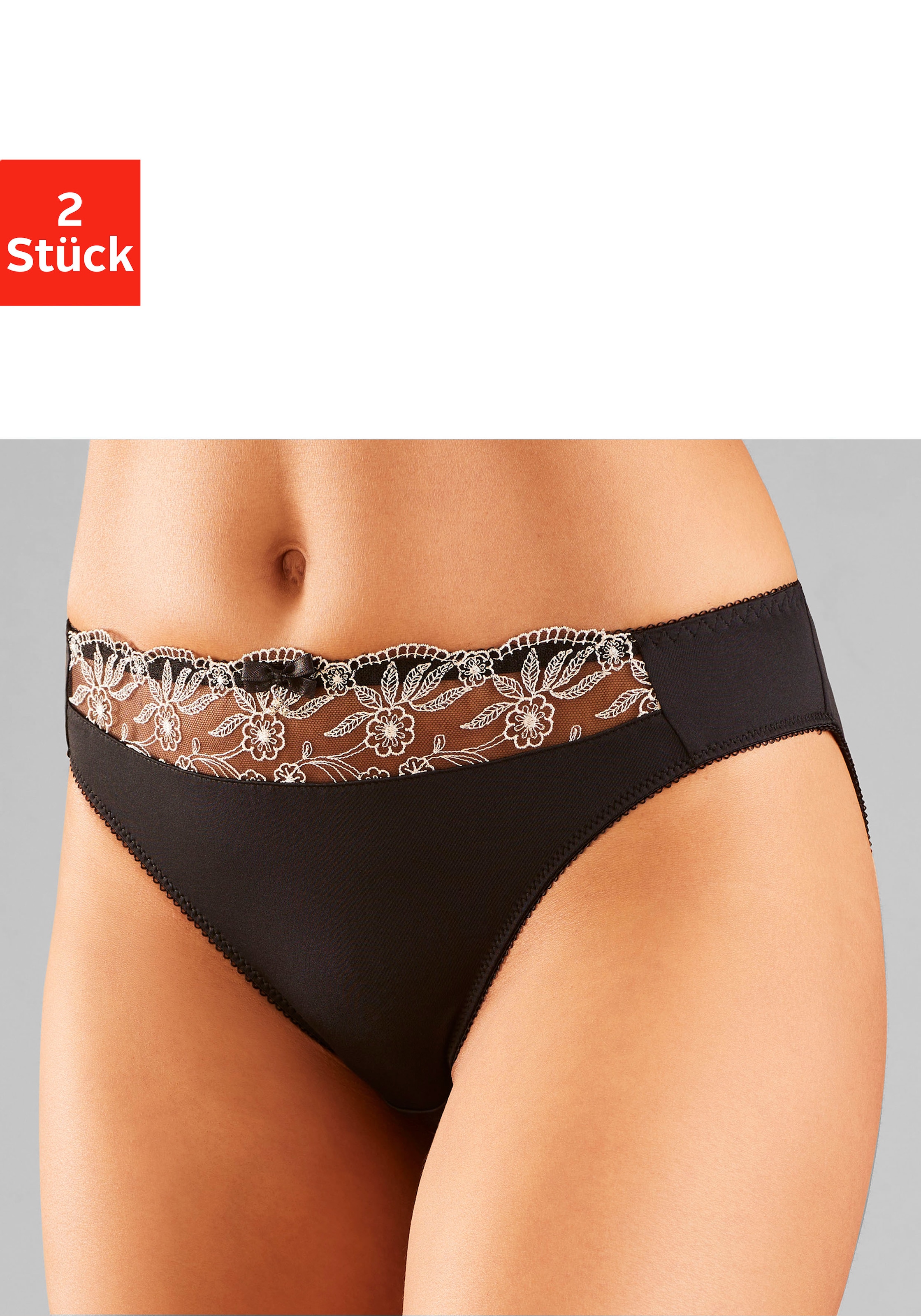 Nuance Slip Packung, 2 cuis mit schöner Stickereispitze