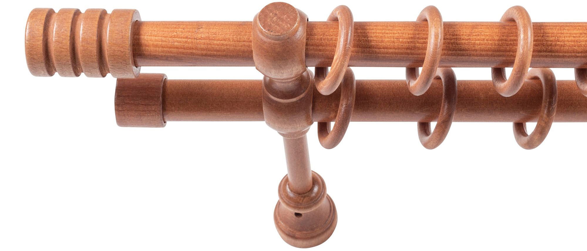 SN DECO GROUP Gardinenstange »Pisa« 2 läufig-läufig Fixmass 28 mm, Holz, verschiedene Längen und Farben, Komplettset