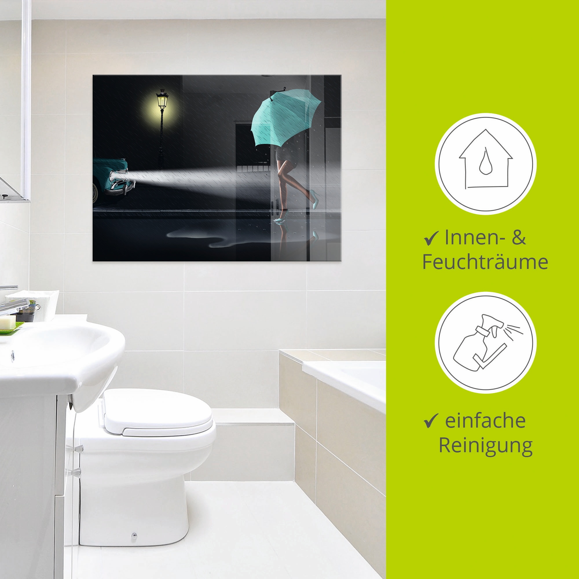 Artland Glasbild »Verregneter Tag 2« Frau 1 Stk. tlg. in verschiedenen Grössen