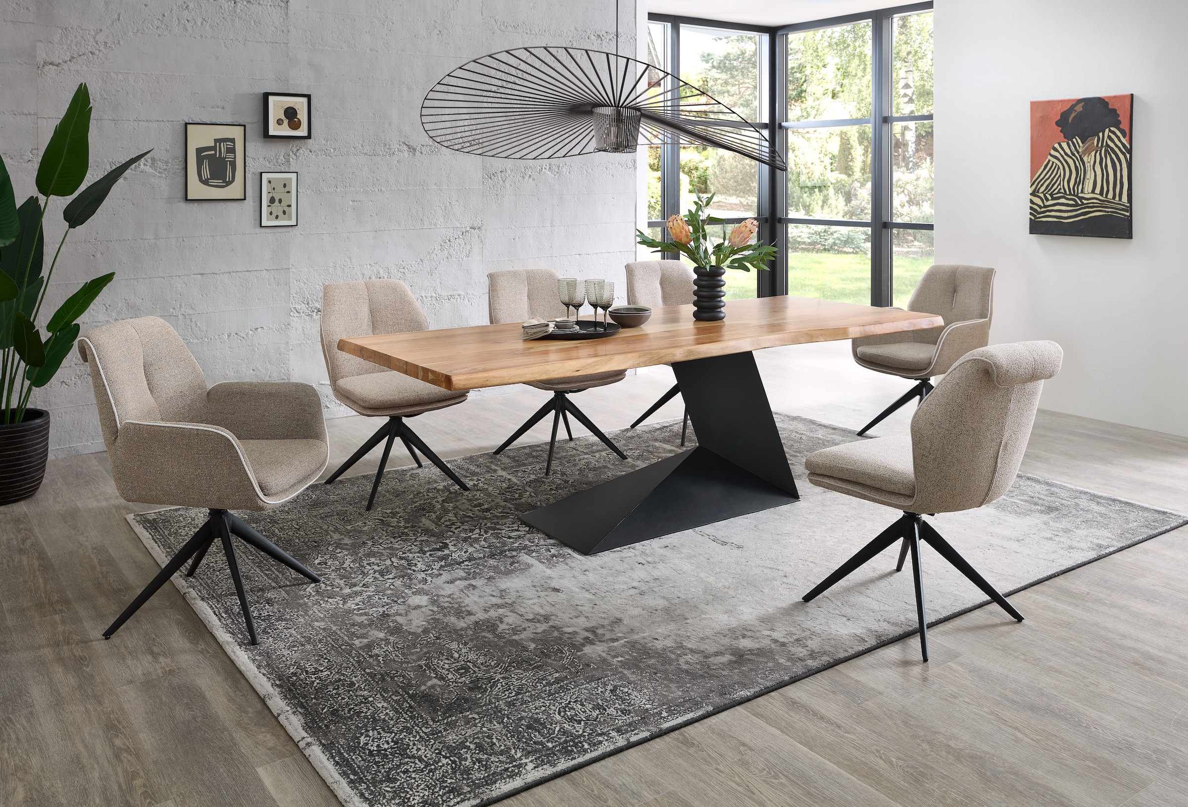 Stolkom Table de salle à manger »Alan Esszimmertisch Massivholz, wahlweise in 240 oder 200 cm breite« Akazie Massivholz, Flächenbelastung des Tisches ca. 90 kg