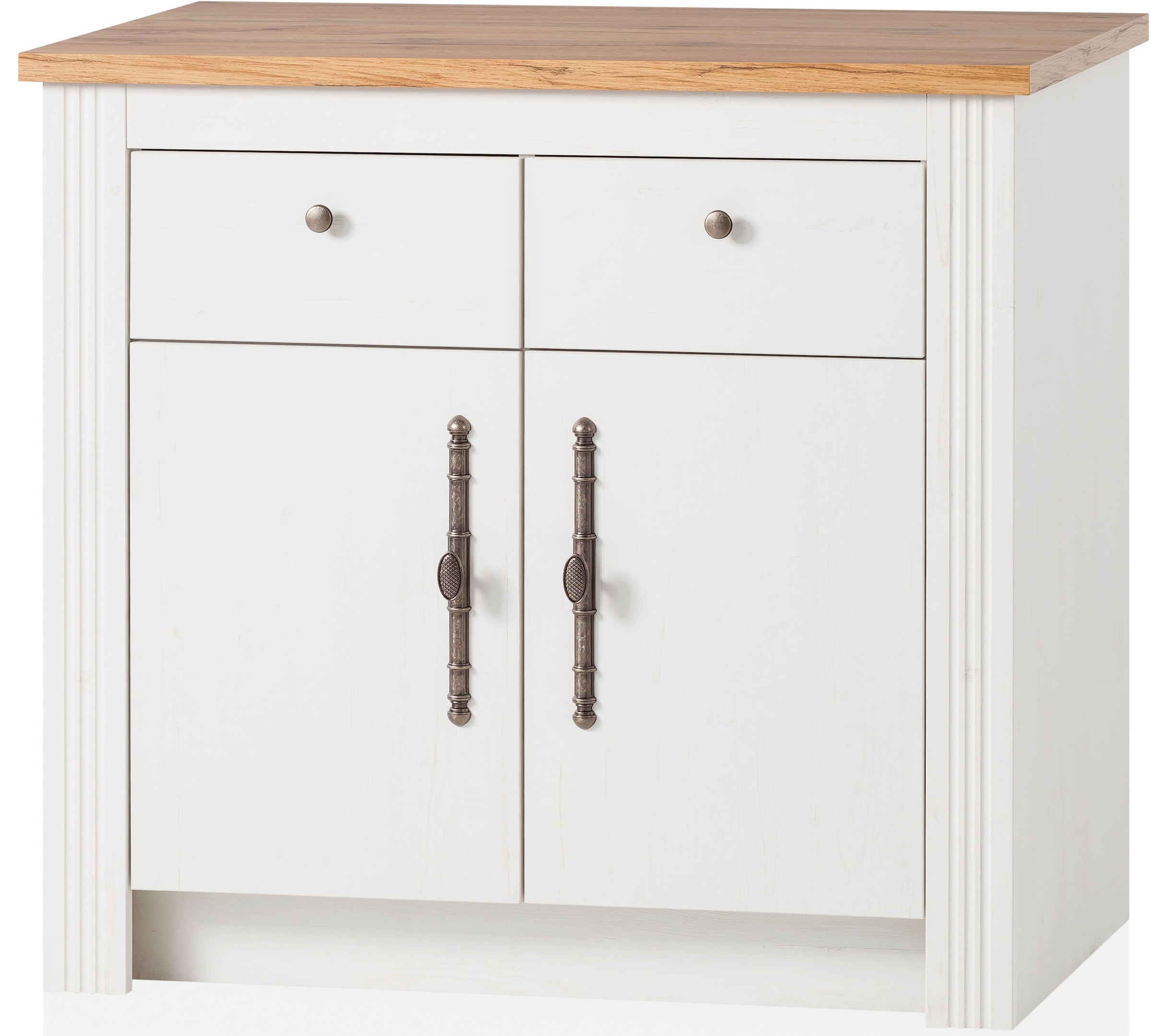 GOODproduct Küchenzeile »KS-Westminster, Pantryküche im Landhaus Stil, hochwertige Metallgriffe« Set,  Breite 294 cm, Kommoden, Wandpaneel, Hängeschrank, Herdumbau
