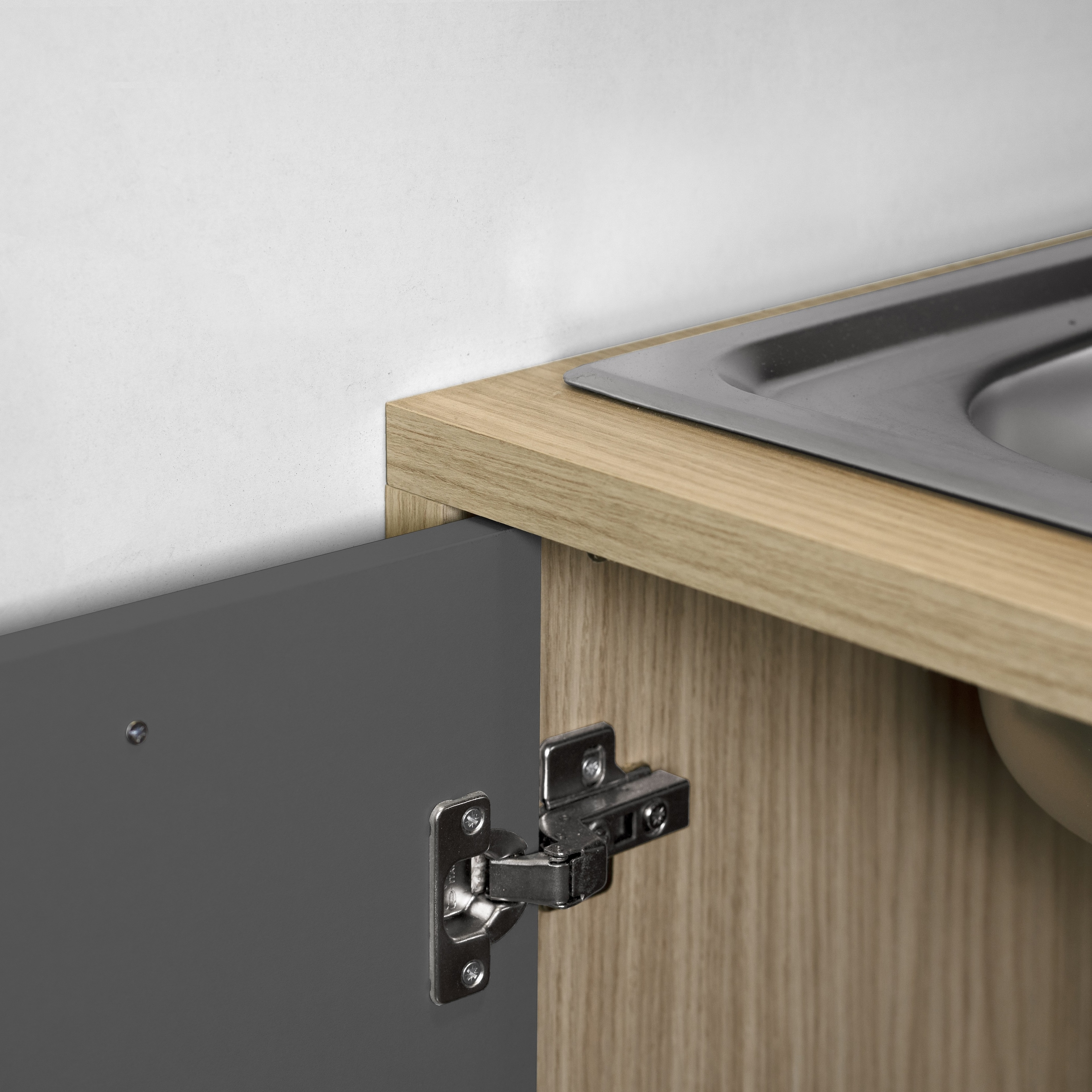 KOCHSTATION Kitchenette »Luna, Küchenblock, Kücheninsel, Hängeschrank, Made in Italy« 3er-Set, Metallgriffe, Soft-Close-Funktion, inklusive Spüle