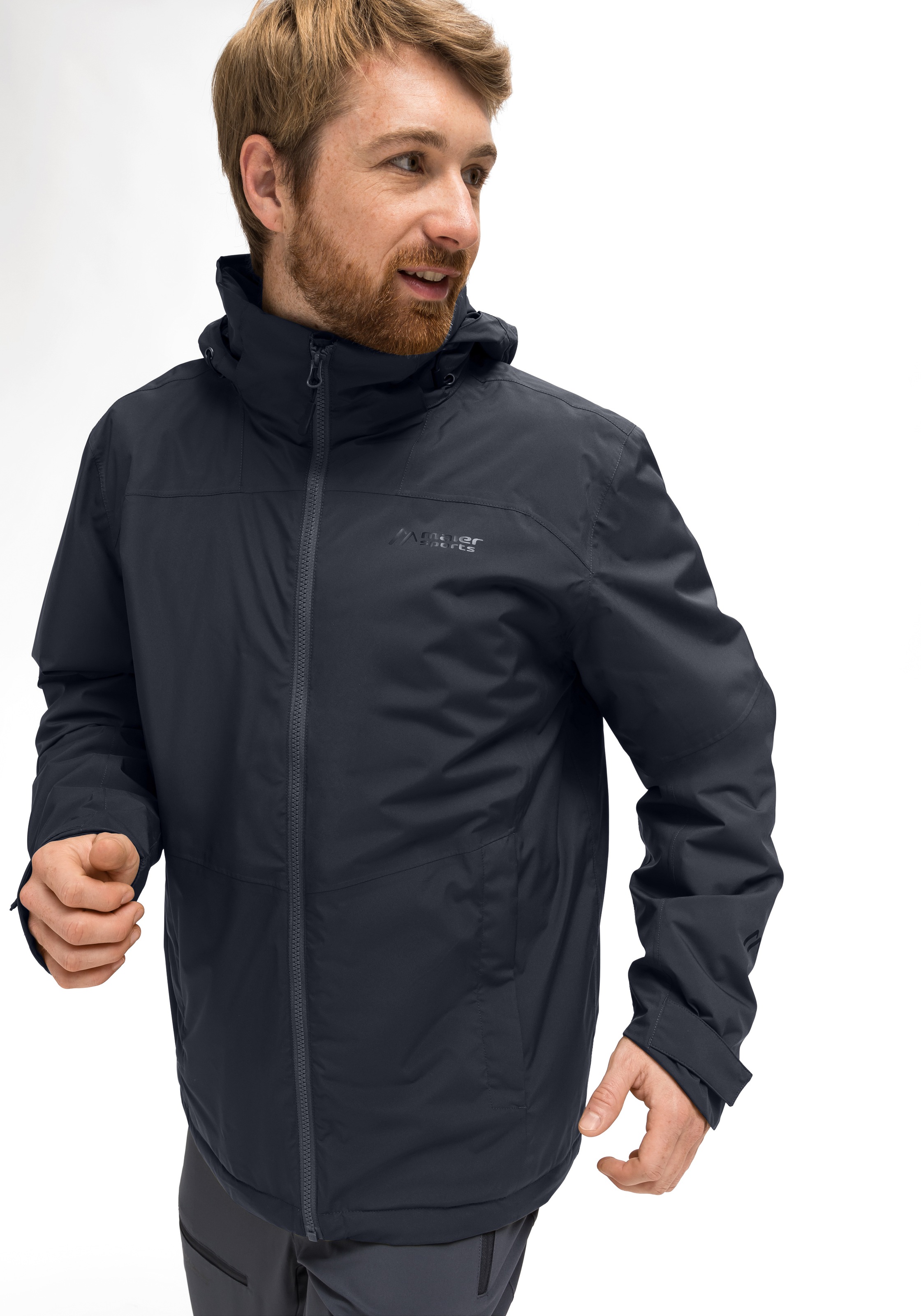 Maier Sports Veste de pluie »Metor Therm Rec M« veste homme chaude avec capuche, veste d'hiver imperméable et respirante