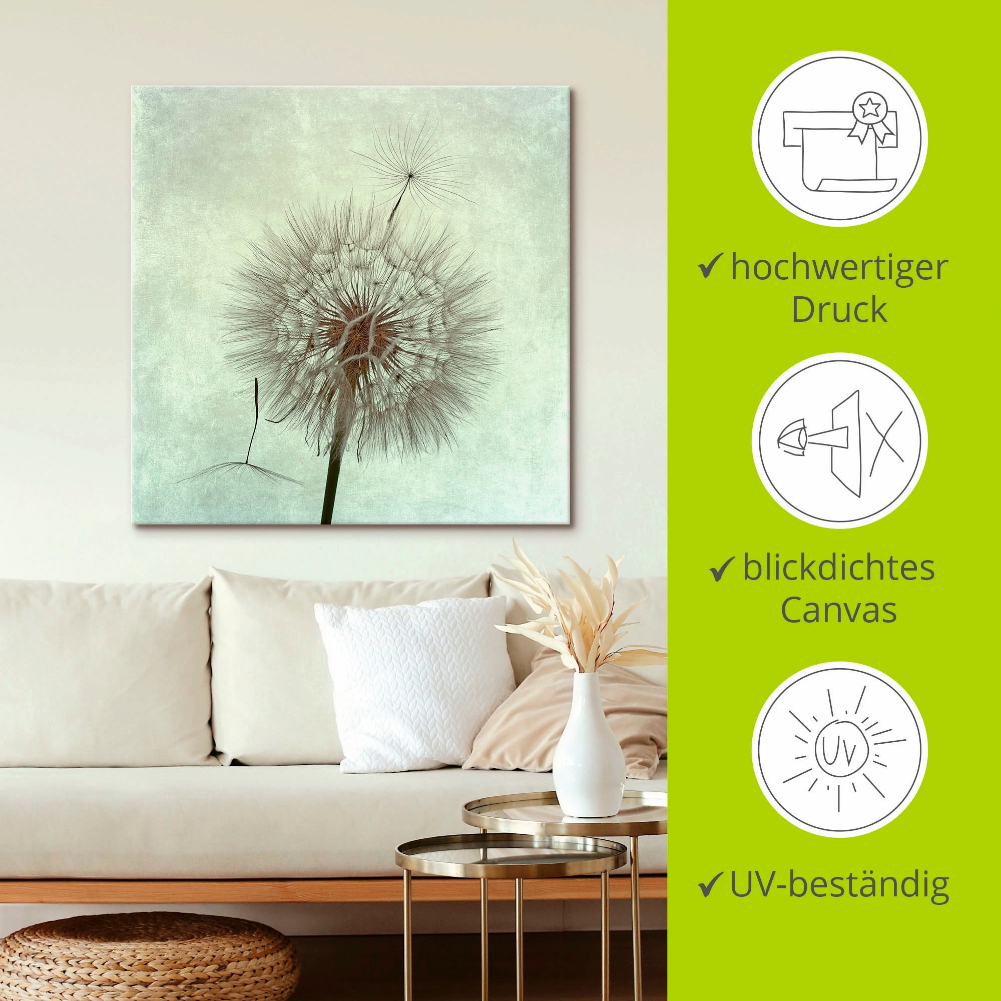 Artland Tableau sur toile »Pusteblume II« 1 cuis tlg. auf Holzrahmen gespannt