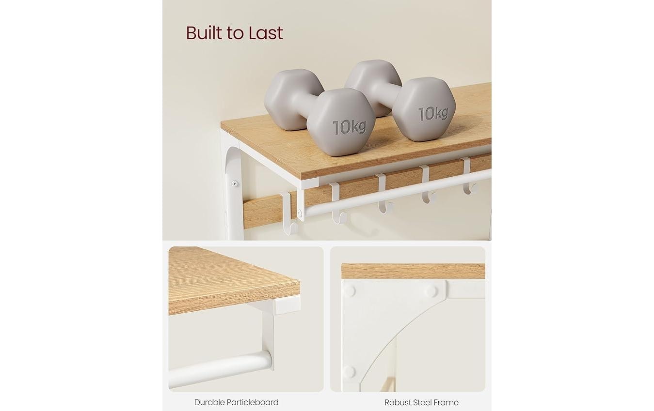 VASAGLE Wandgarderobe »mit 10 Haken 65 cm x 42 cm«