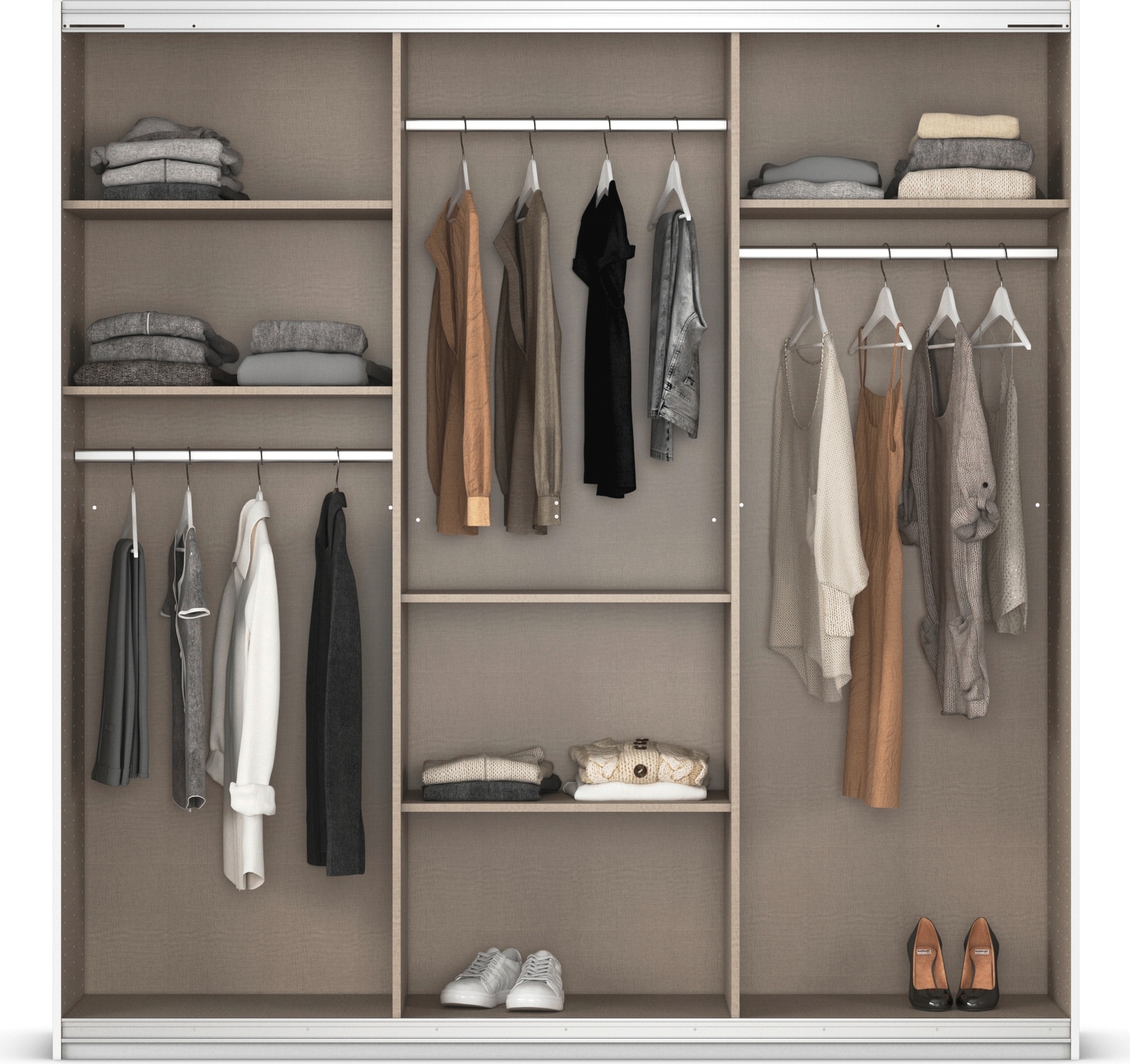 GOODproduct Schwebetürenschrank »Kleiderschrank Schrank Garderobe AGORDO mit Dekor- oder Hochglanzfront« Breiten 203/271/315/360 cm in drei Griff-Farben - NEU: Farbe SCHWARZ,  in 4 Breiten und 2 Höhen MADE IN GERMANY