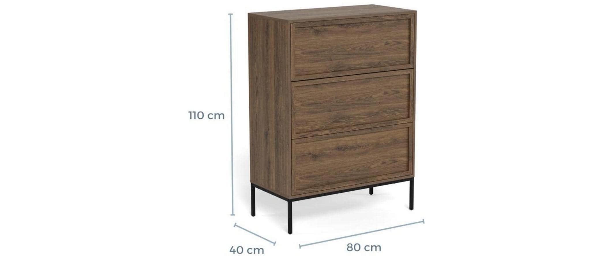 AC Design Kommode »Palmdale 80 x 40 x 110 cm« Elegante Kommode mit 3 Schubladen in rauchiger Eiche-Optik