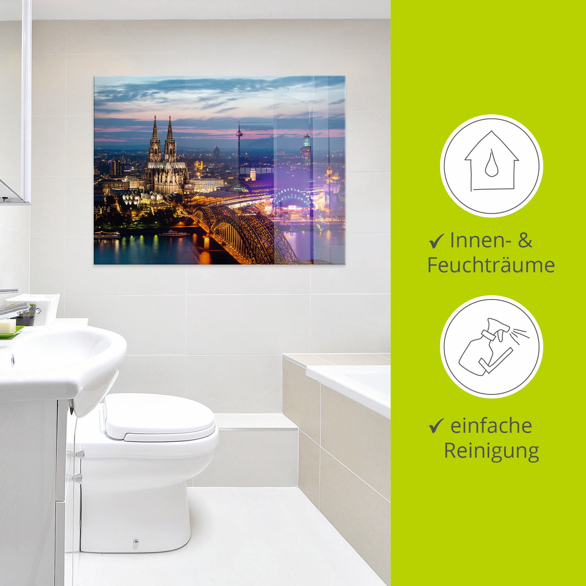 Artland Glasbild »Köln Panorama am Abend« Deutschland 1 Stk. tlg. in verschiedenen Grössen