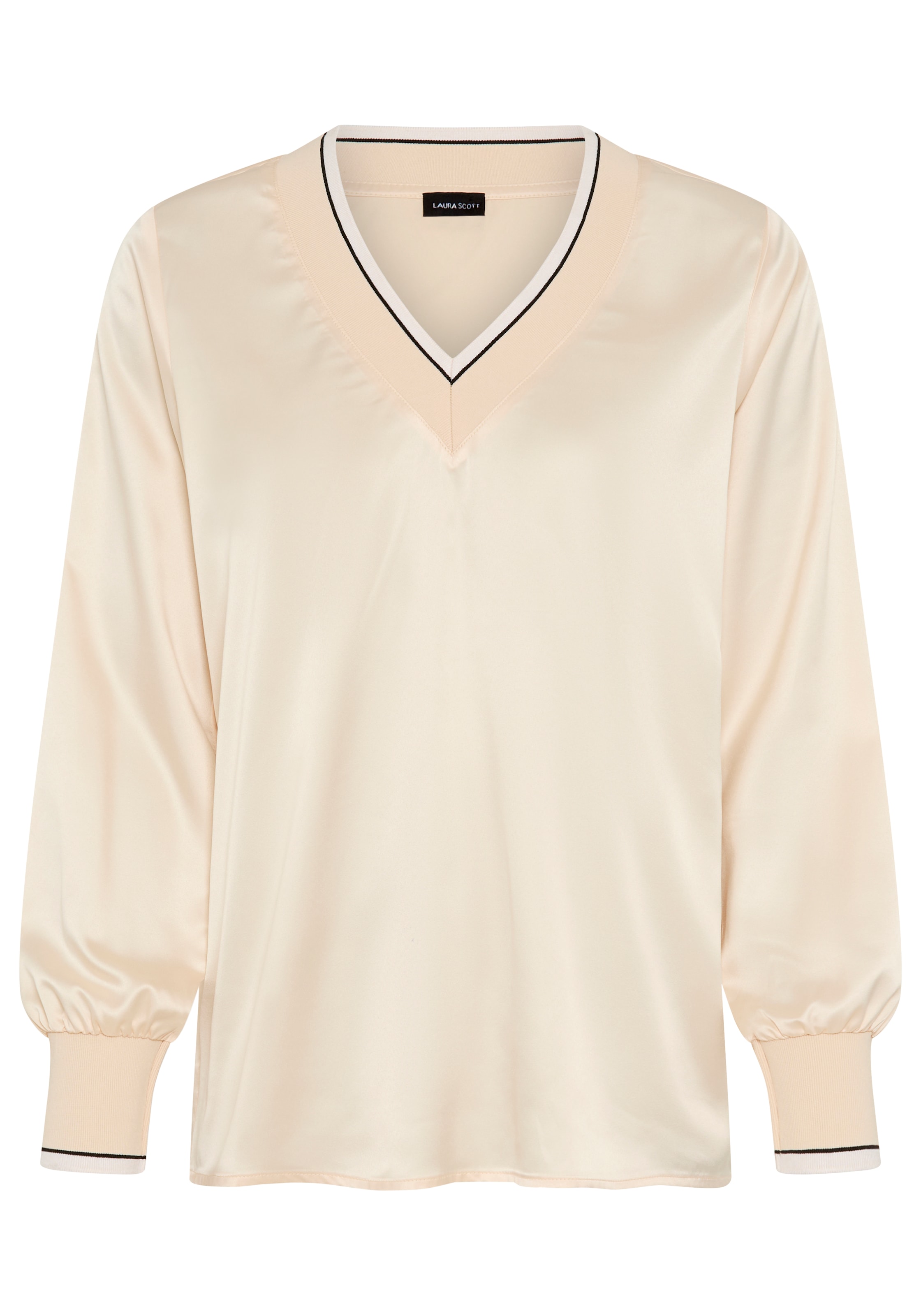 Laura Scott Chemise en satin manches longues avec poignets côtelés, coupe ajustée