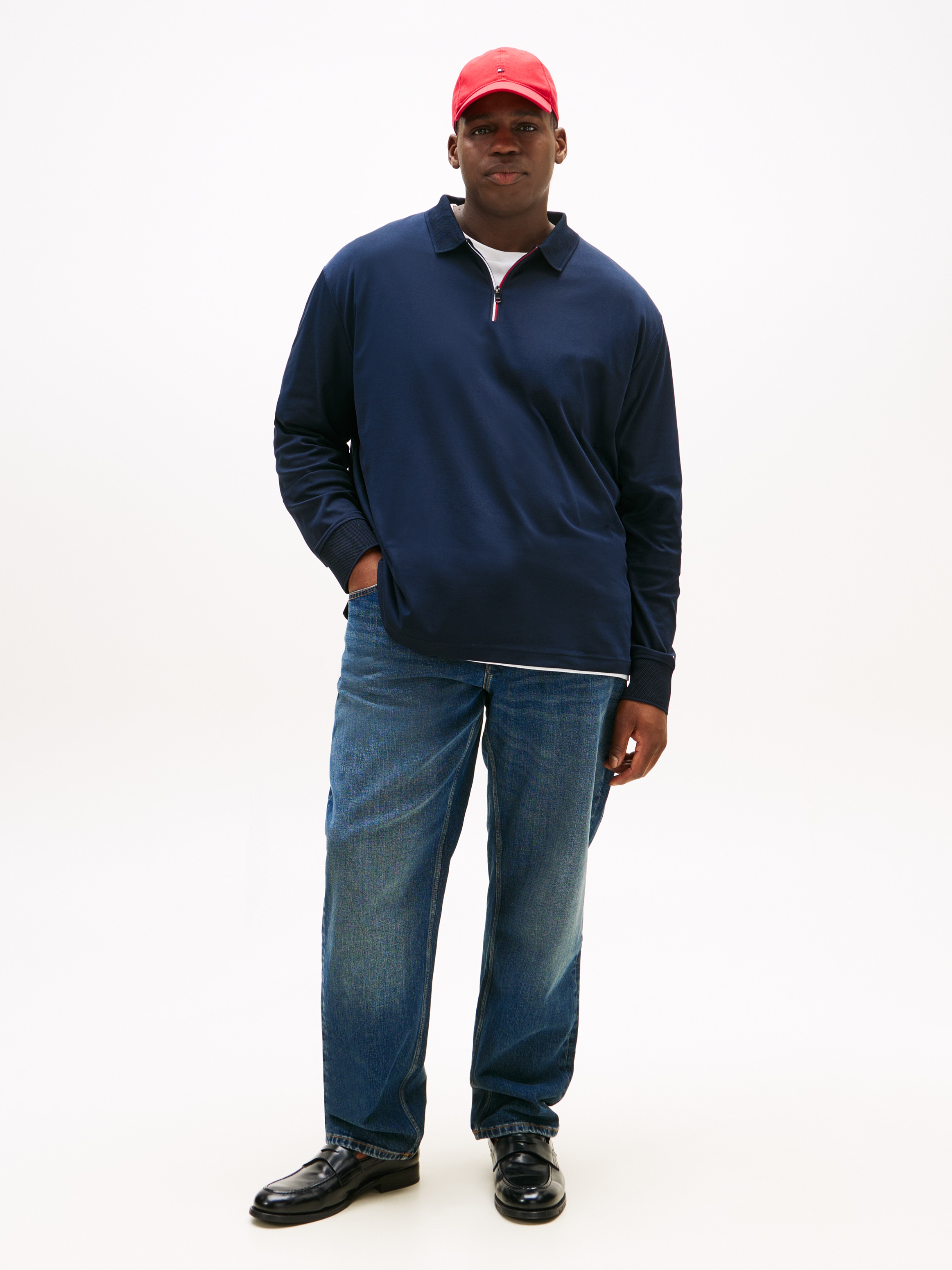 Tommy Hilfiger Big & Tall Langarm-Poloshirt »ZIP INTERLOCK POLO«, Grosse Grössen
