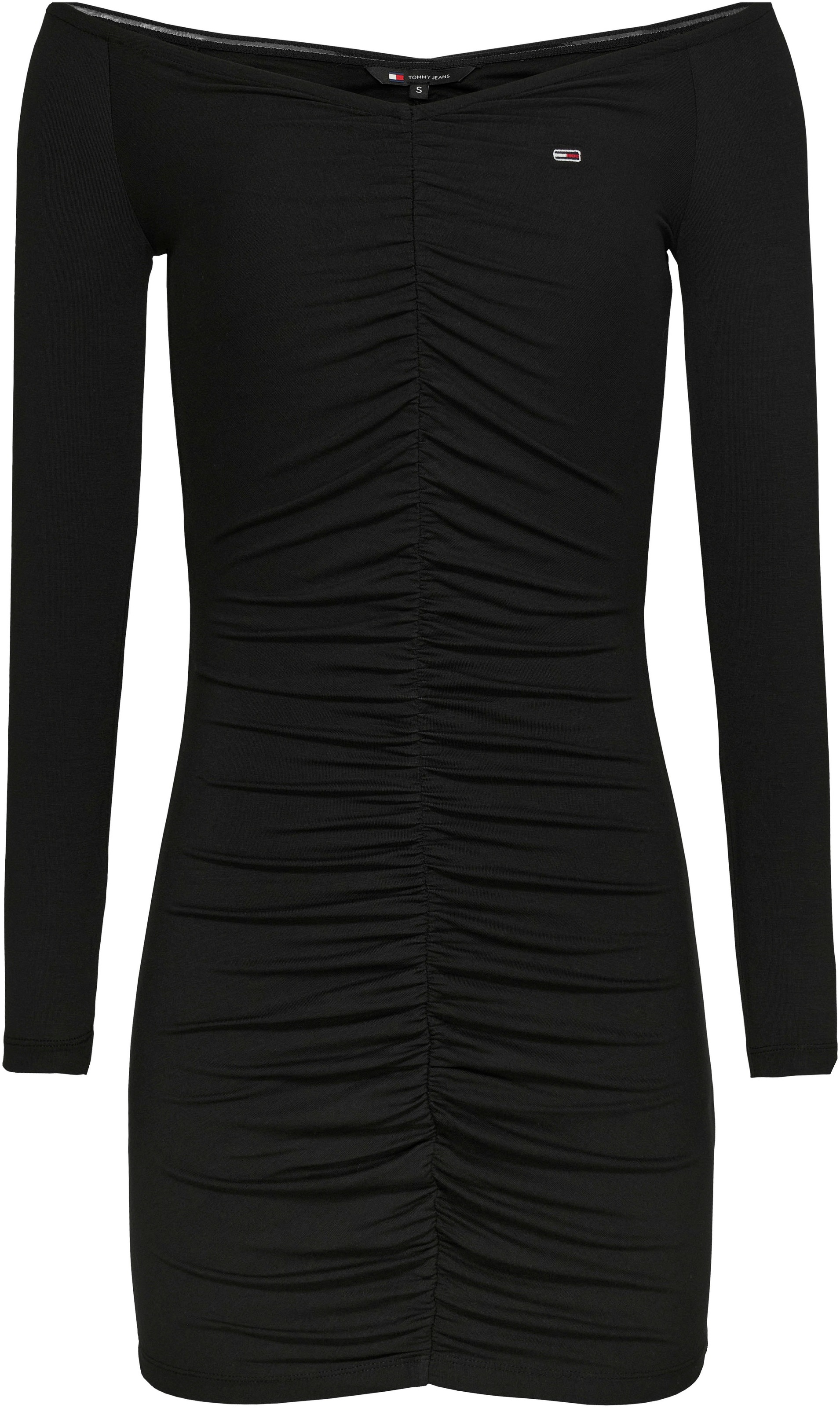 Tommy Jeans Robe en jersey »TJW OFF SHOULDER GATHER BODYCON« mit Tommy Jeans Flagge