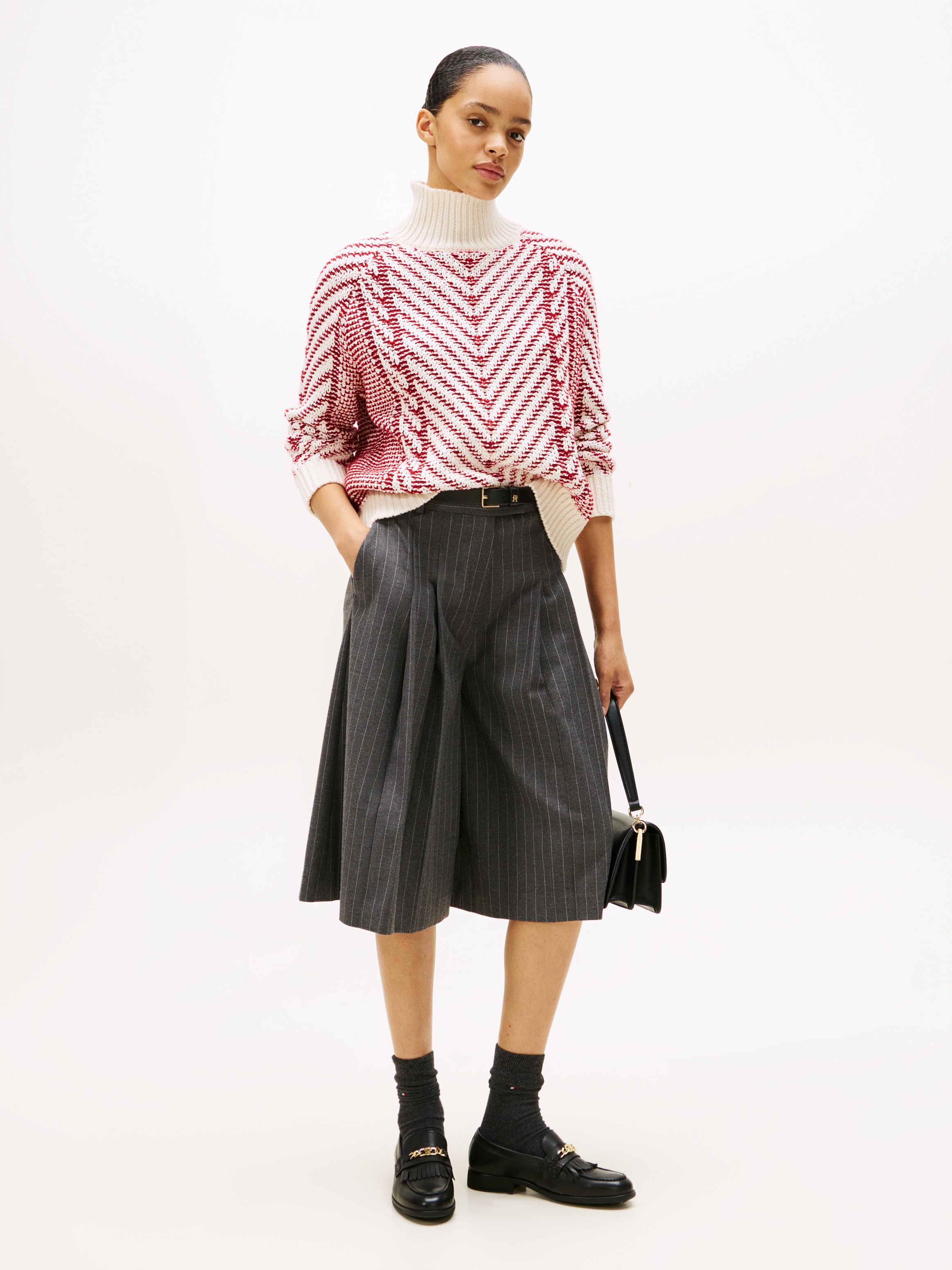 Tommy Hilfiger Strickpullover »TEXTURED CABLE MOCK-NK LS SWT« mit Zopfmuster