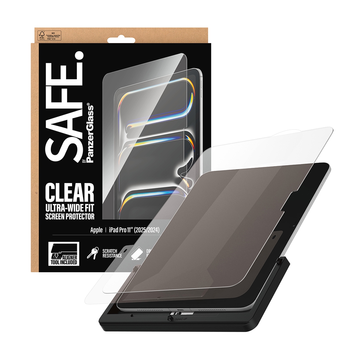 SAFE by PanzerGlass Verre de protection d'écran »Ultra-Wide Fit Screen Protector« für Apple iPad Pro 11 (2024-2025) film de protection d'écran, film protecteur, protection d'écran, résistant aux rayures et aux chocs