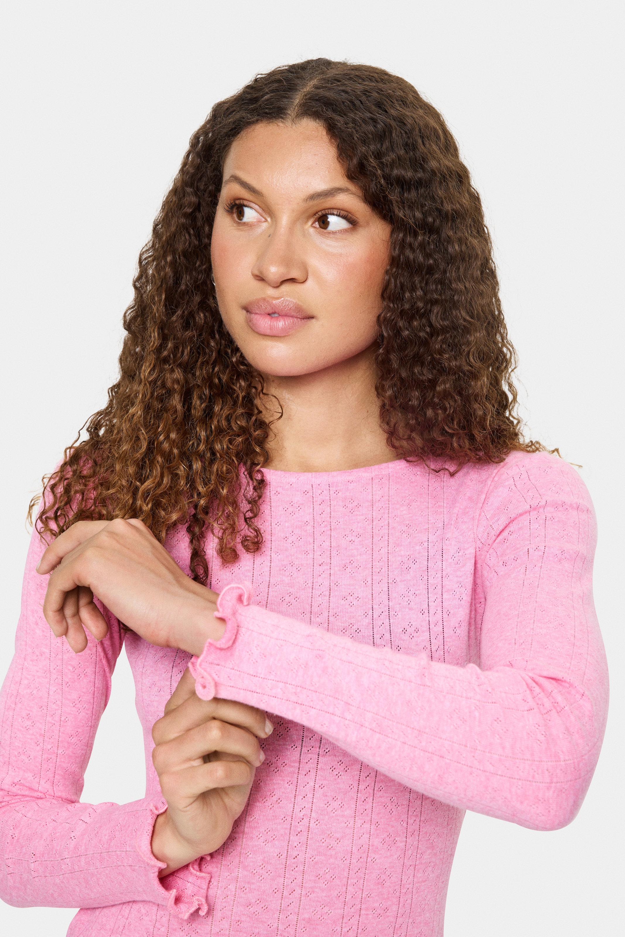 Saint Tropez T-shirt à manches longues »GruSZ« gewellter Saum