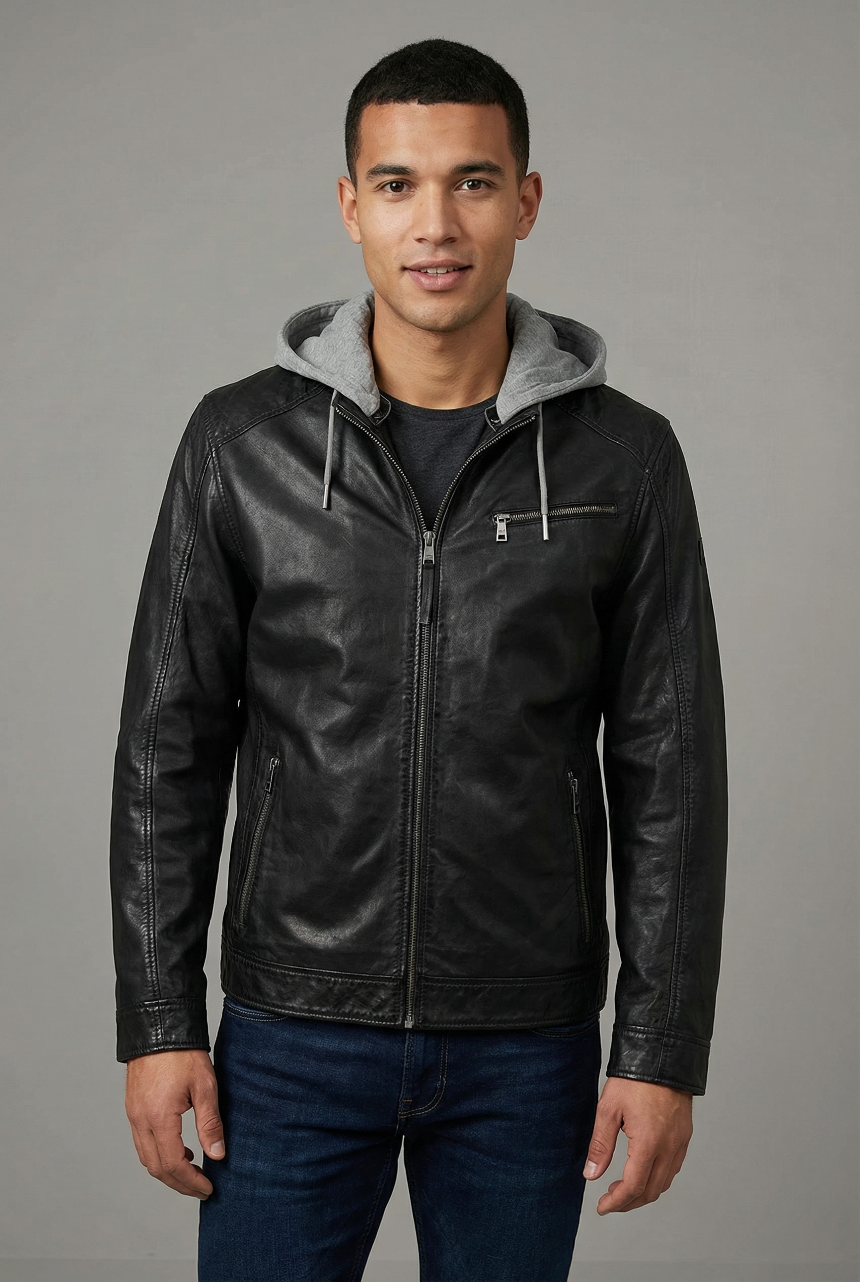 Mauritius Veste en cuir »MMBarlo« mit Kapuze mit abnehmbarer Kapuze