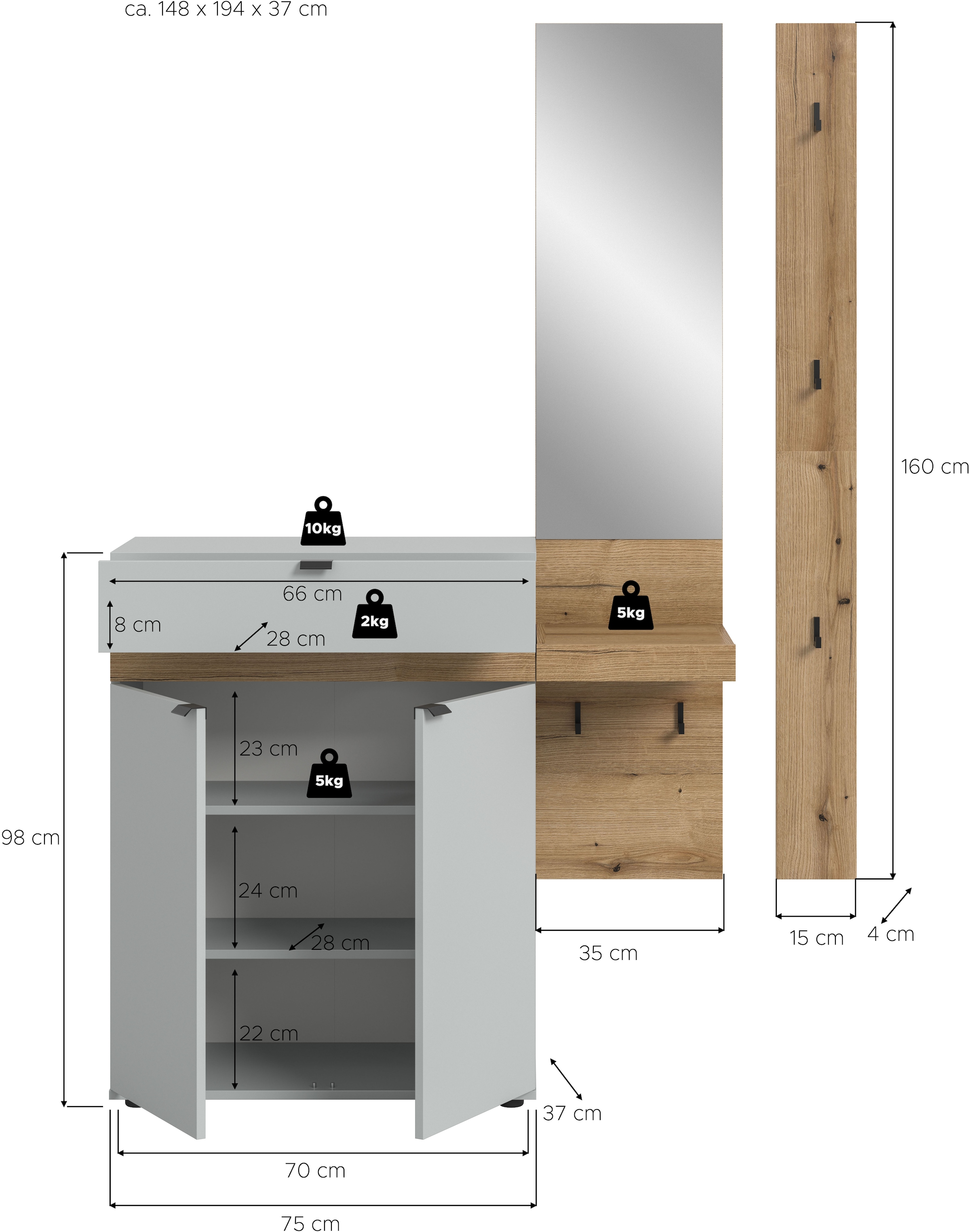 INOSIGN Ensemble de vestiaires »Oran« Set, 3 cuis tlg.