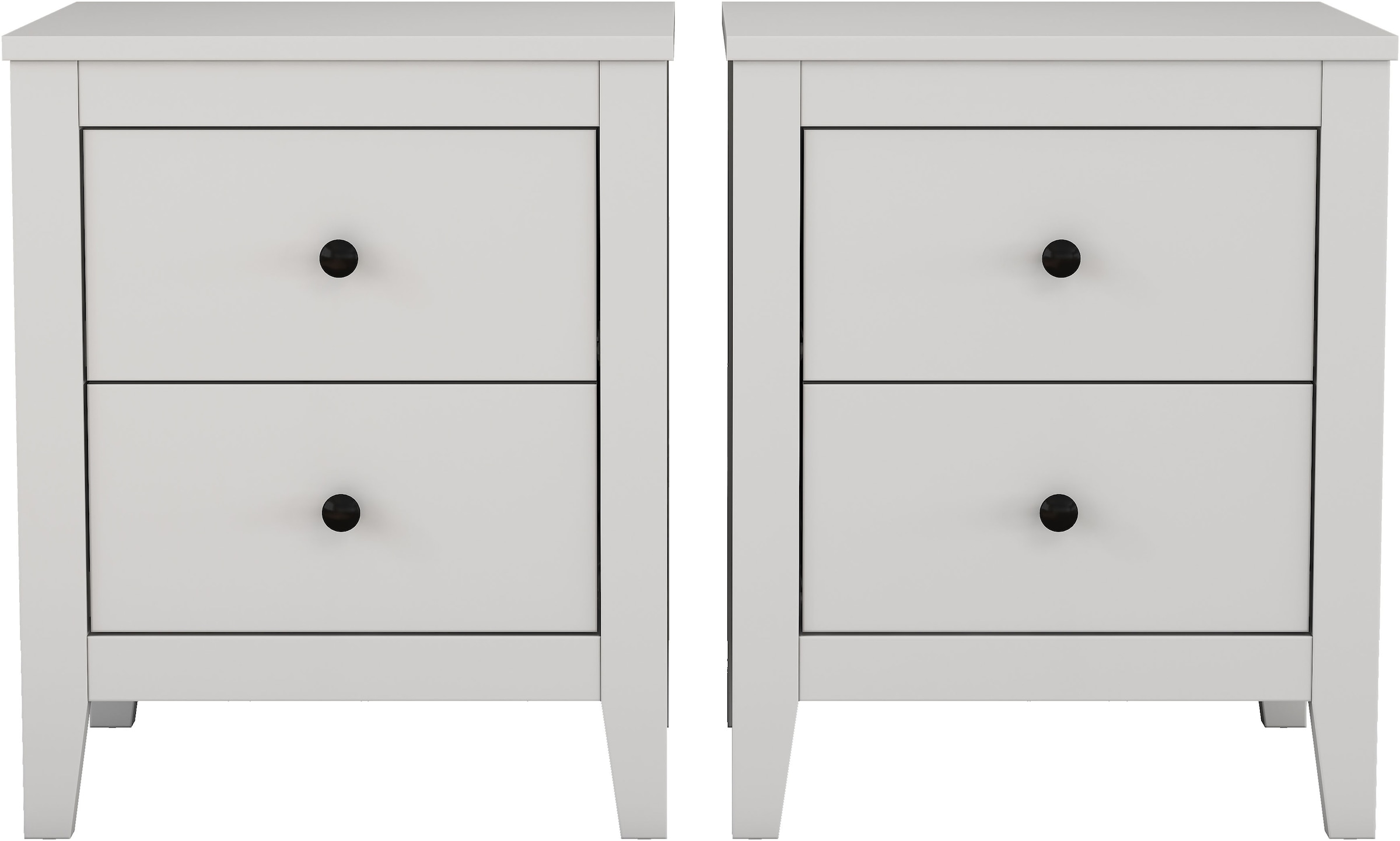GOODproduct Table de nuit »Borkum Nachttisch Set im Landhaus Design weiss Bestseller« Set, 2 Schränke im Set, schwarze Griffe aus Metall,  Nachttisch Set mit je 2 Schubladen , Beistelltisch