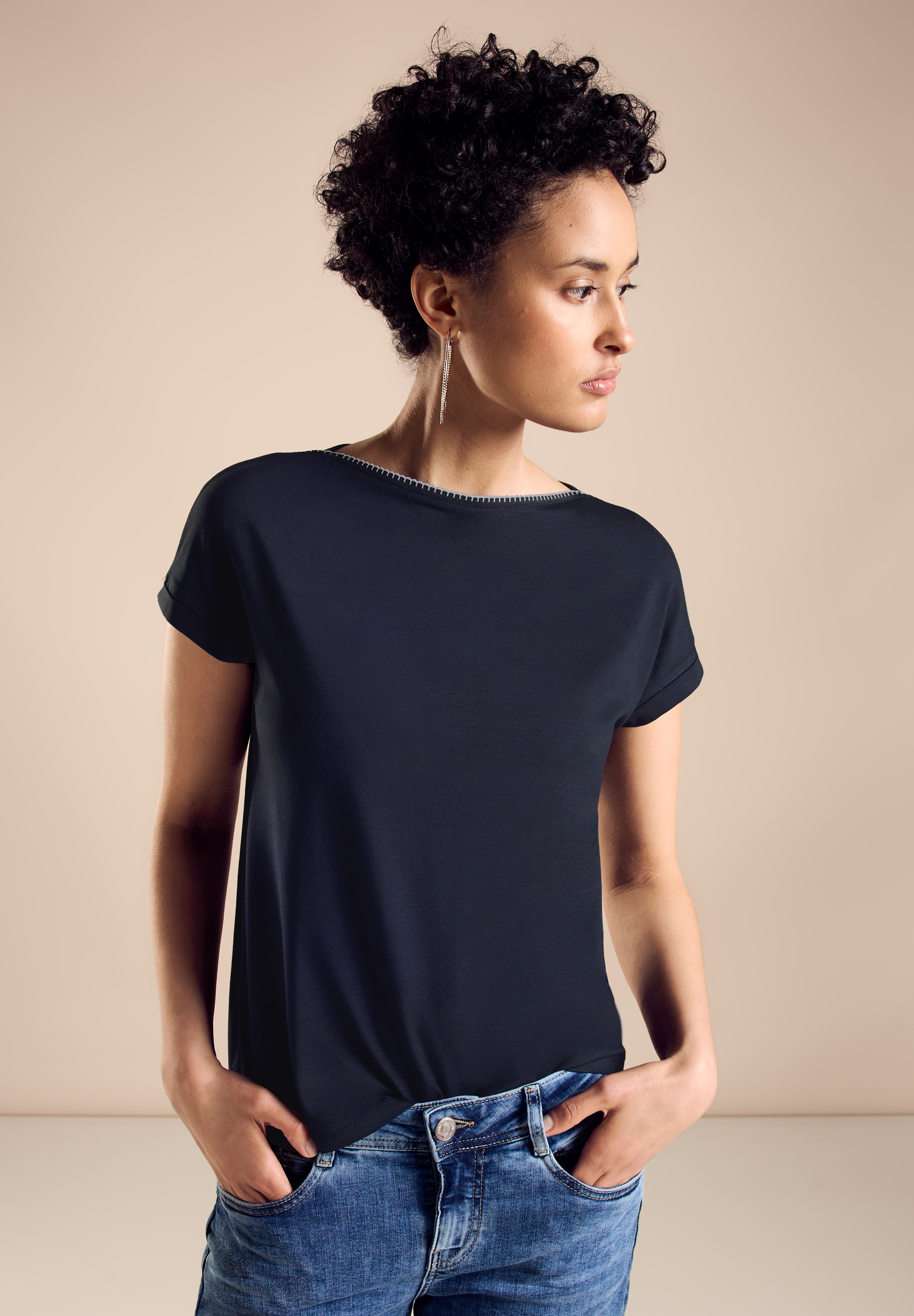 STREET ONE Shirttop mit Paspelband
