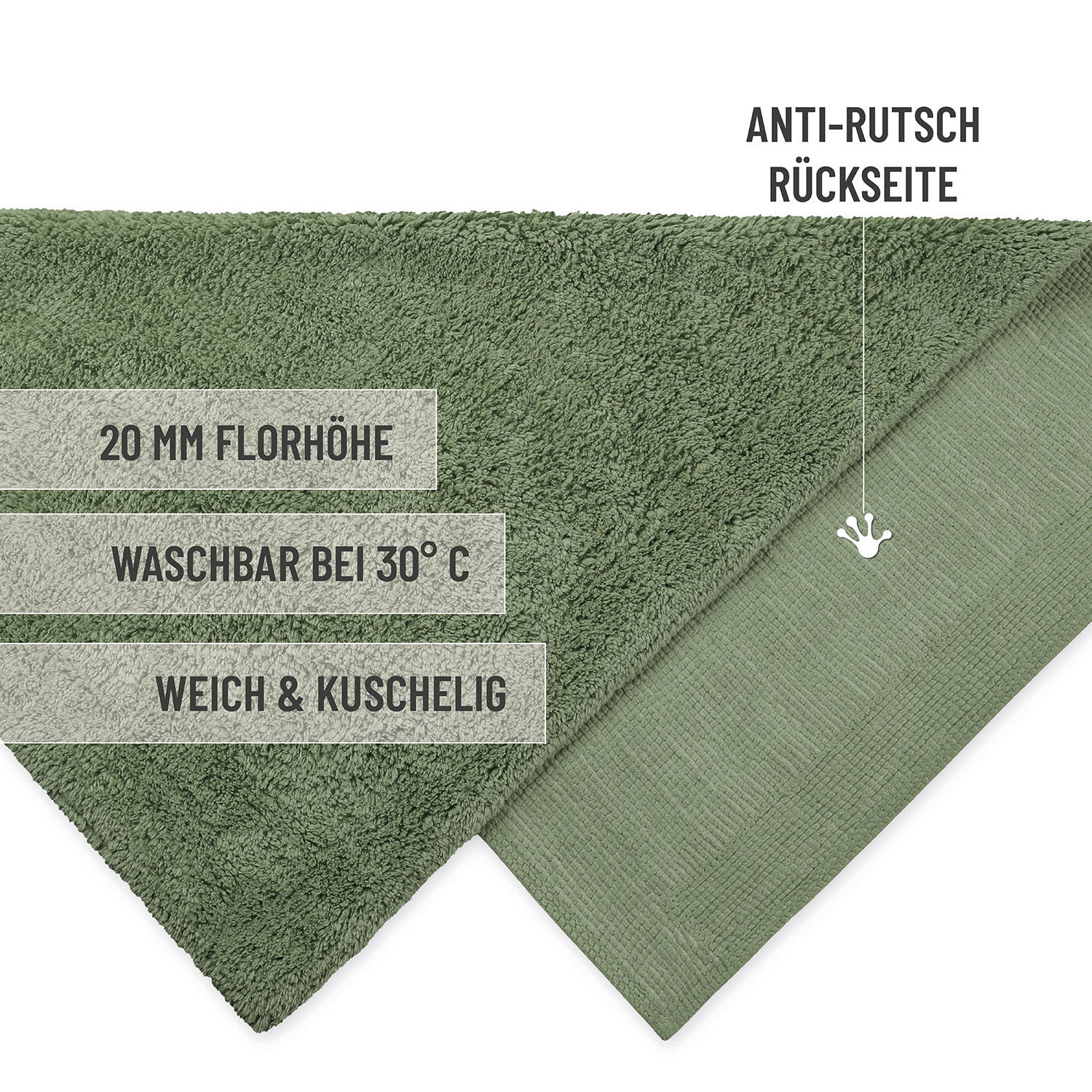Wecon home Basics Tapis de bain »Erik« Höhe 20 mm waschbar, rutschfest, sehr weich, strapazierfähig, pflegeleicht