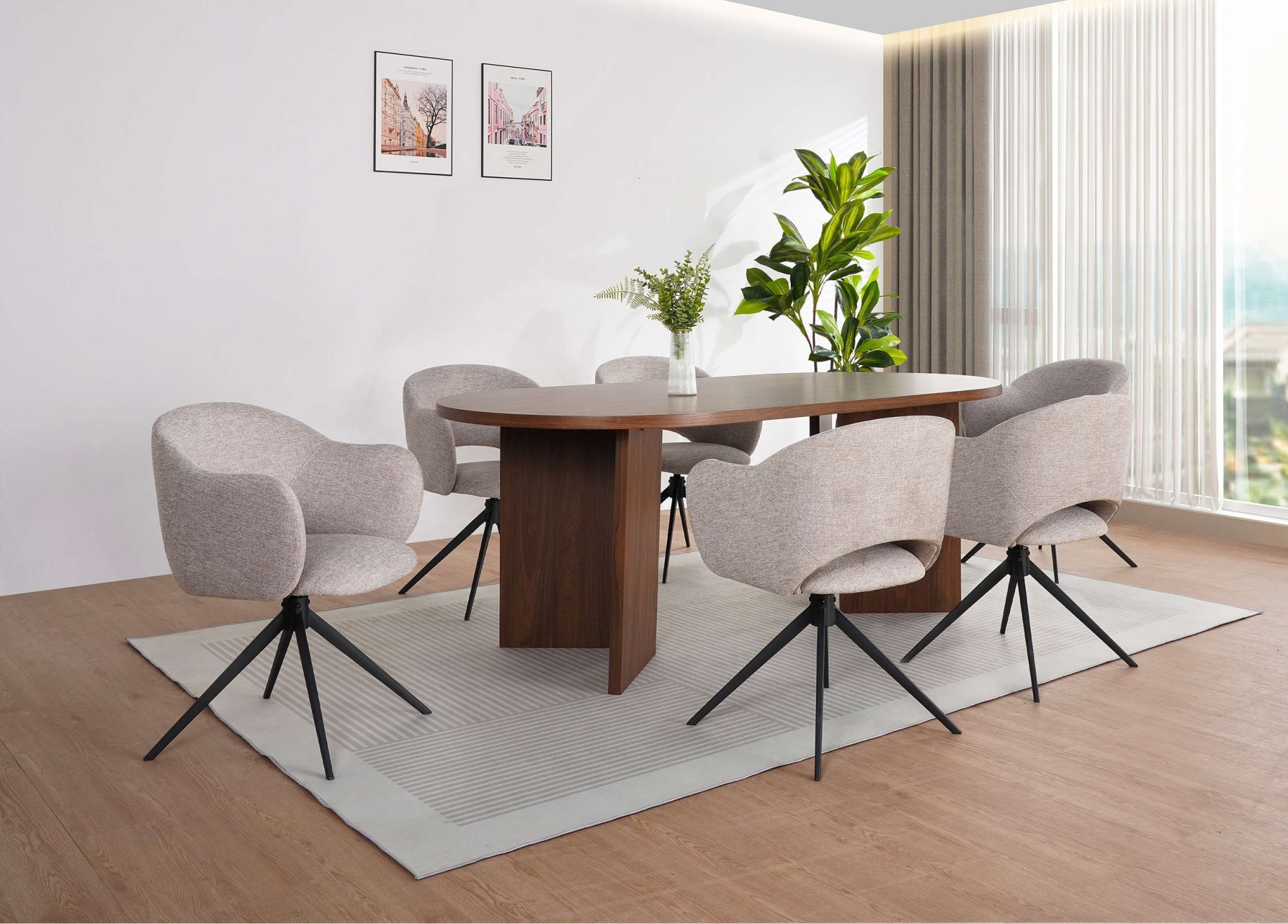 GOODproduct Chaise de salle à manger »Fynnjard« (Set) 2 cuismit schwarzen Metallbeinen, Drehfunktion, Webstoff Bezug