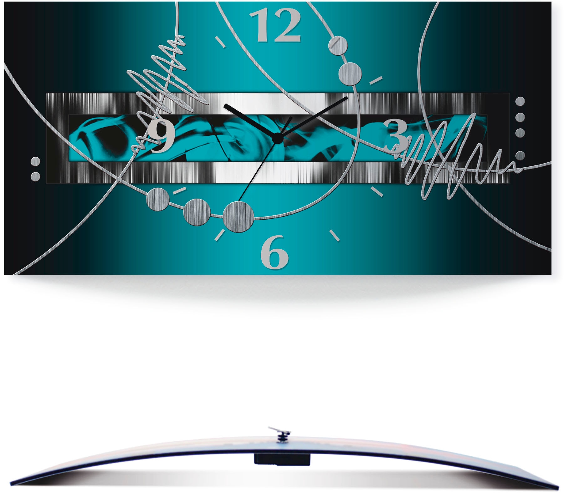 Artland Horloge murale »Silber abstrakt auf petrol« wahlweise mit Quarz- oder Funkuhrwerk, lautlos ohne Tickgeräusche