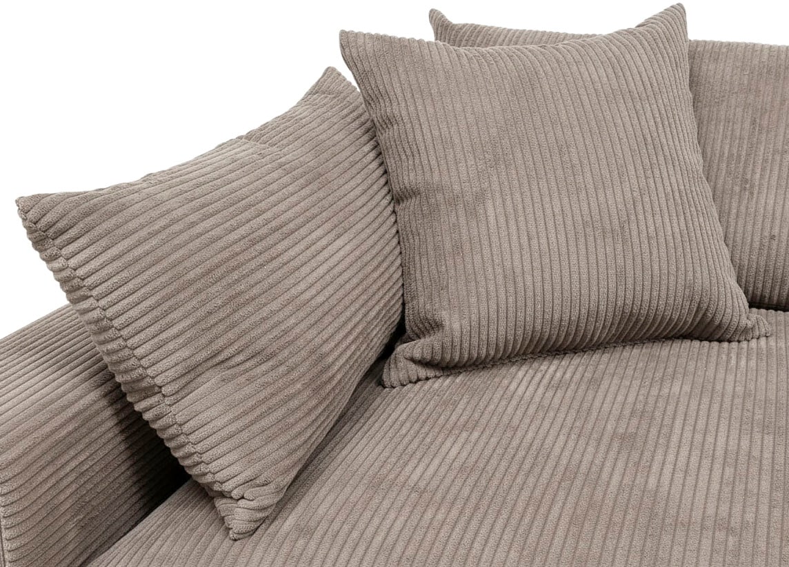 GOODproduct Paysage de salon »Cosy Lounge U-Form, Breite 385 cm« méga canapé recouvert de velours côtelé, avec ressorts et 5 coussins décoratifs