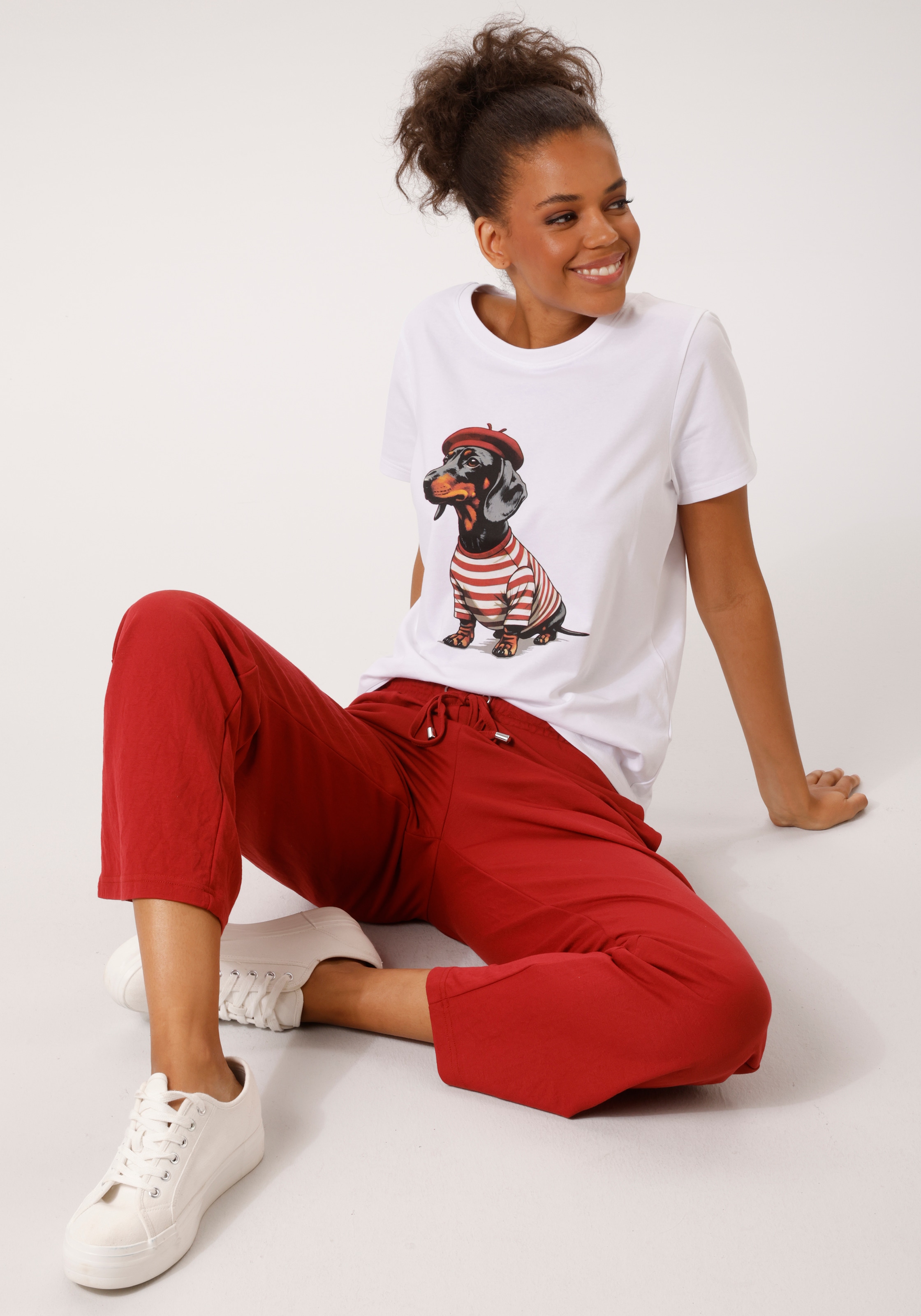 Aniston CASUAL T-shirt imprimé avec un teckel ou un carlin - à vous de choisir