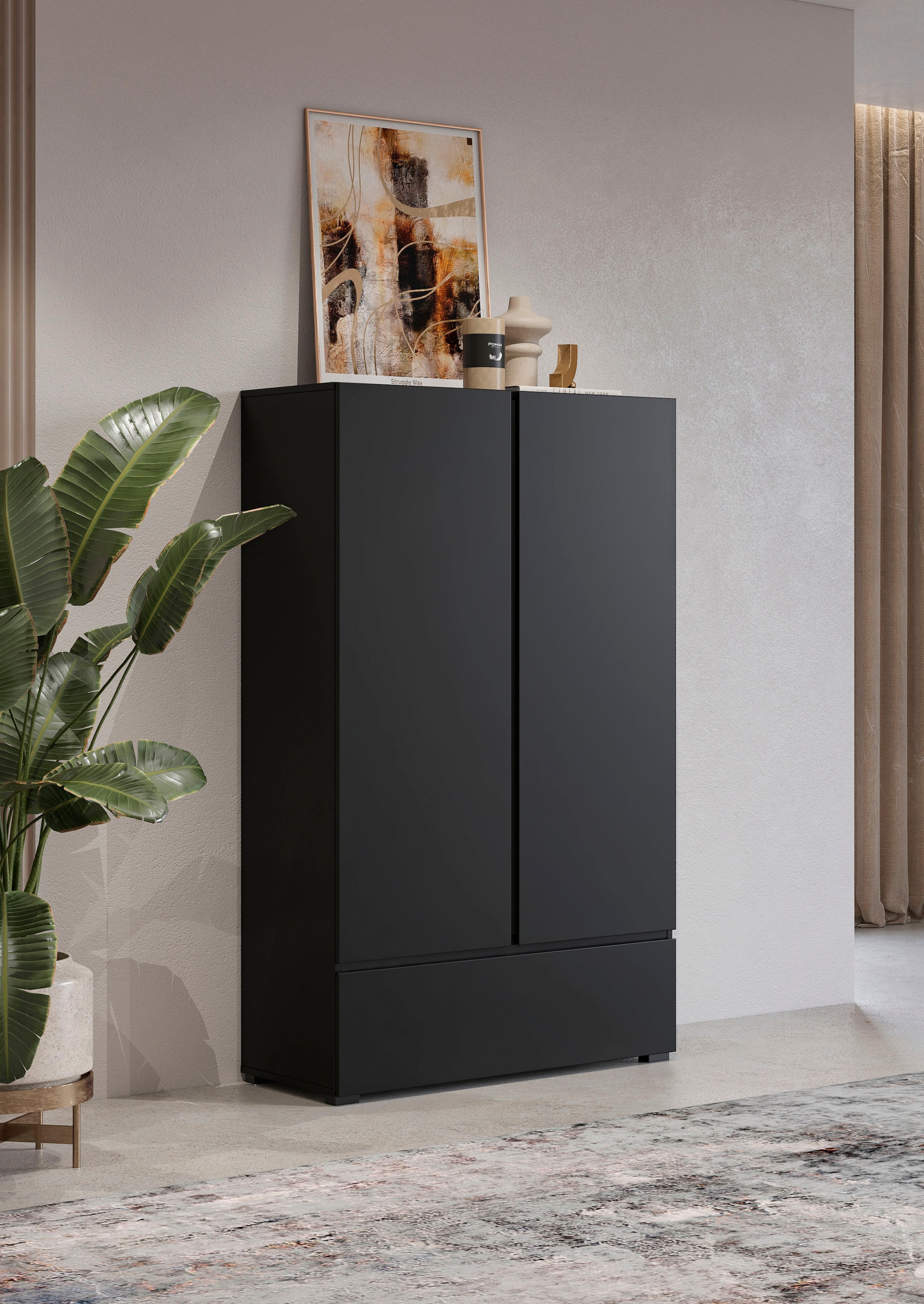 GOODproduct Armoire multi-usages »Cross,Breite 89 cm, Highboard, Universalschrank, Garderobe« armoire à linge avec beaucoup de rangement, étagères réglables