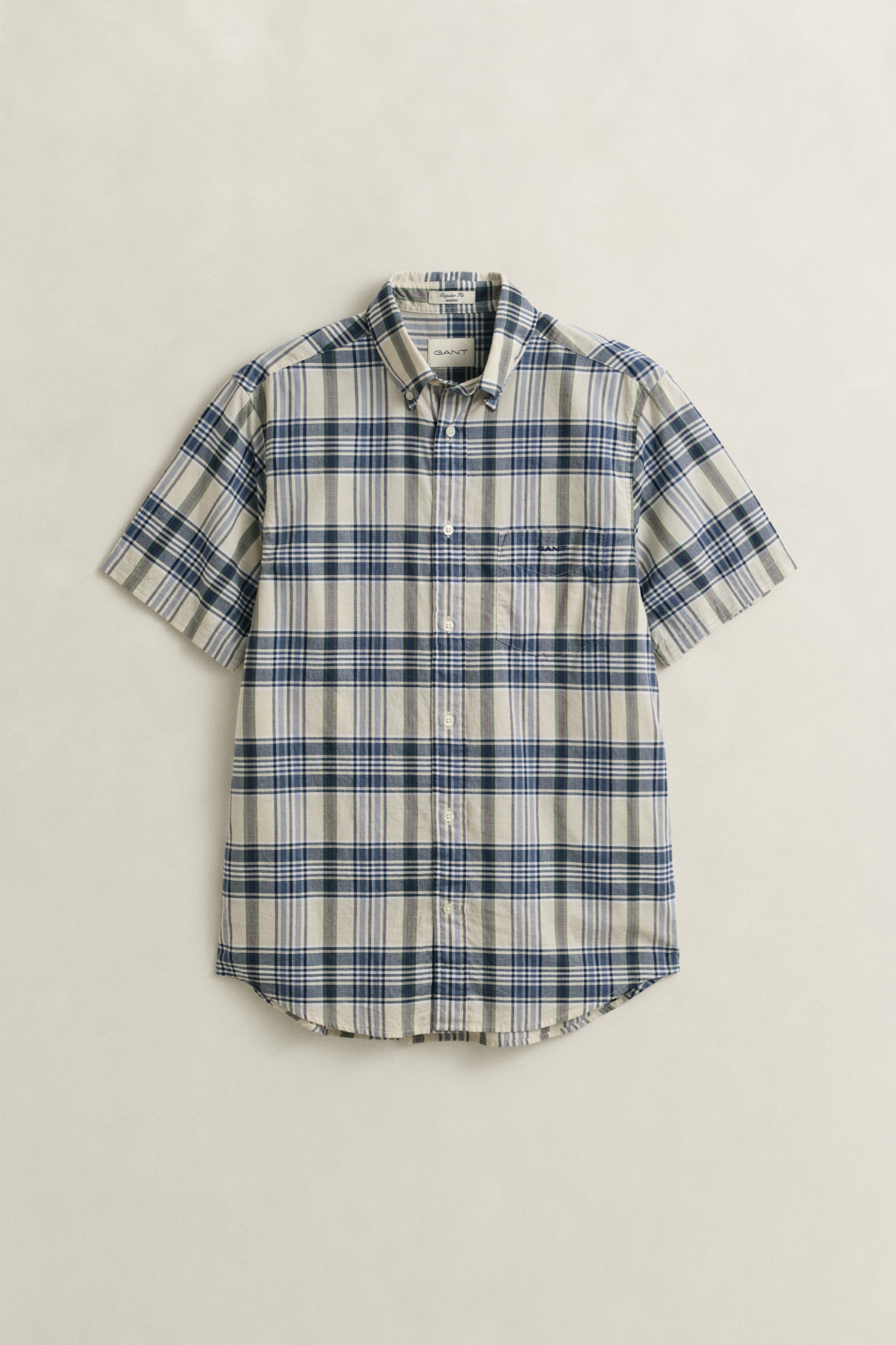 Gant Chemise à manches courtes »REGULAR INDIAN MADRAS CHECK« coupe regular fit avec col boutonné