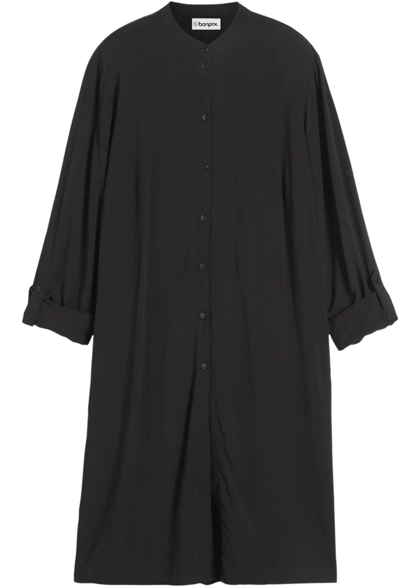 bonprix Chemisier long gerade Passform, mit langem Arm, aus Viskose, mit Stehkragen