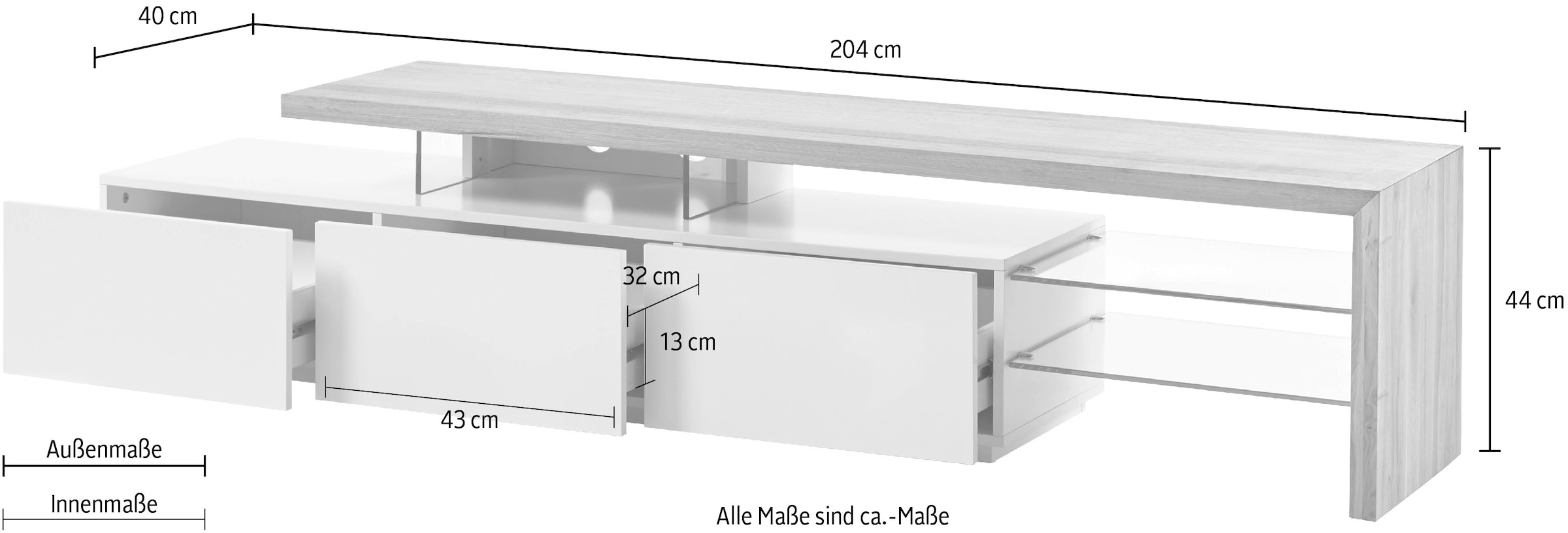 MCA furniture Lowboard »Alimos« für TV bis 84 Zoll geeignet