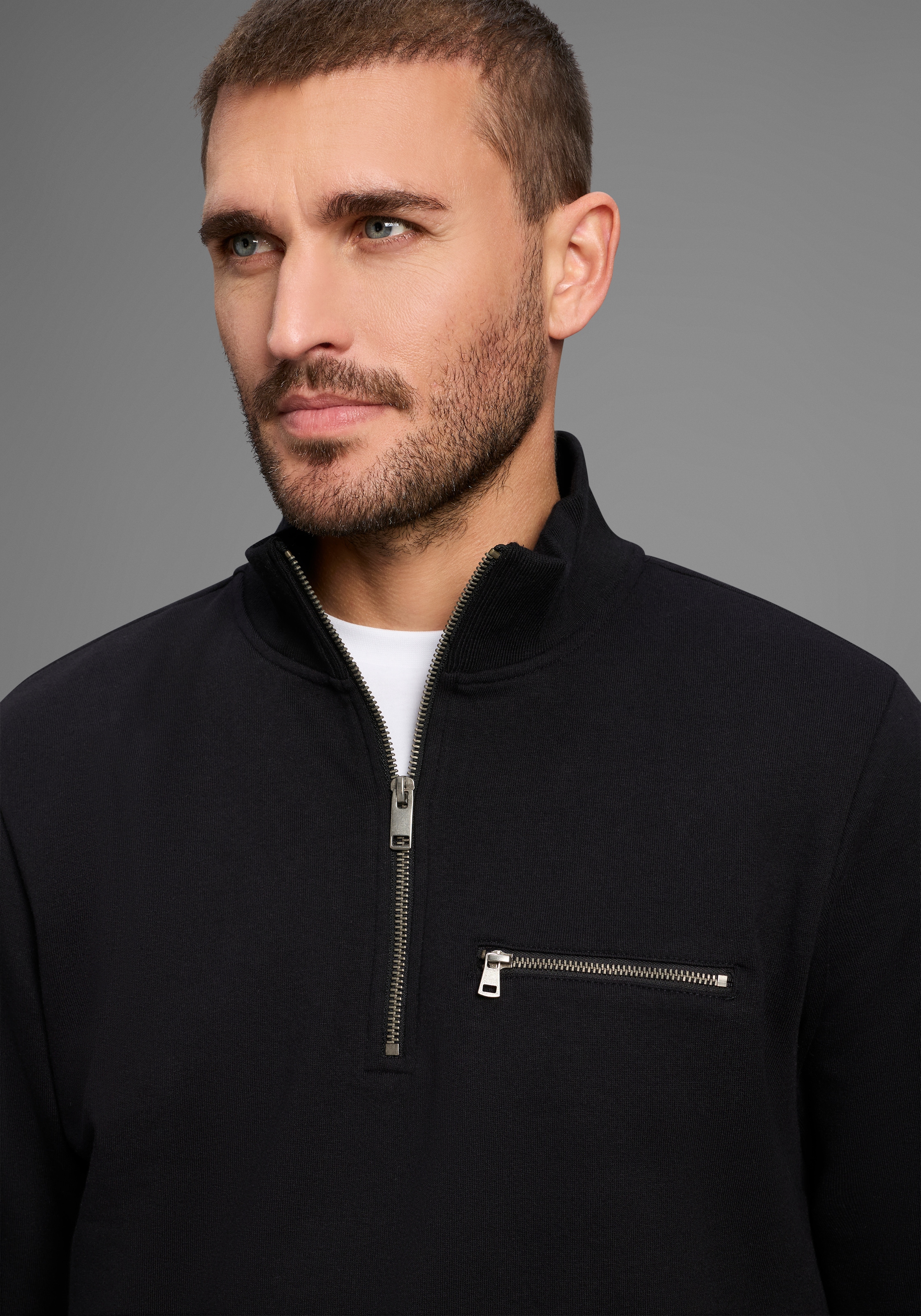 Bruno Banani Sweatshirt , mit Troyer Kragen

