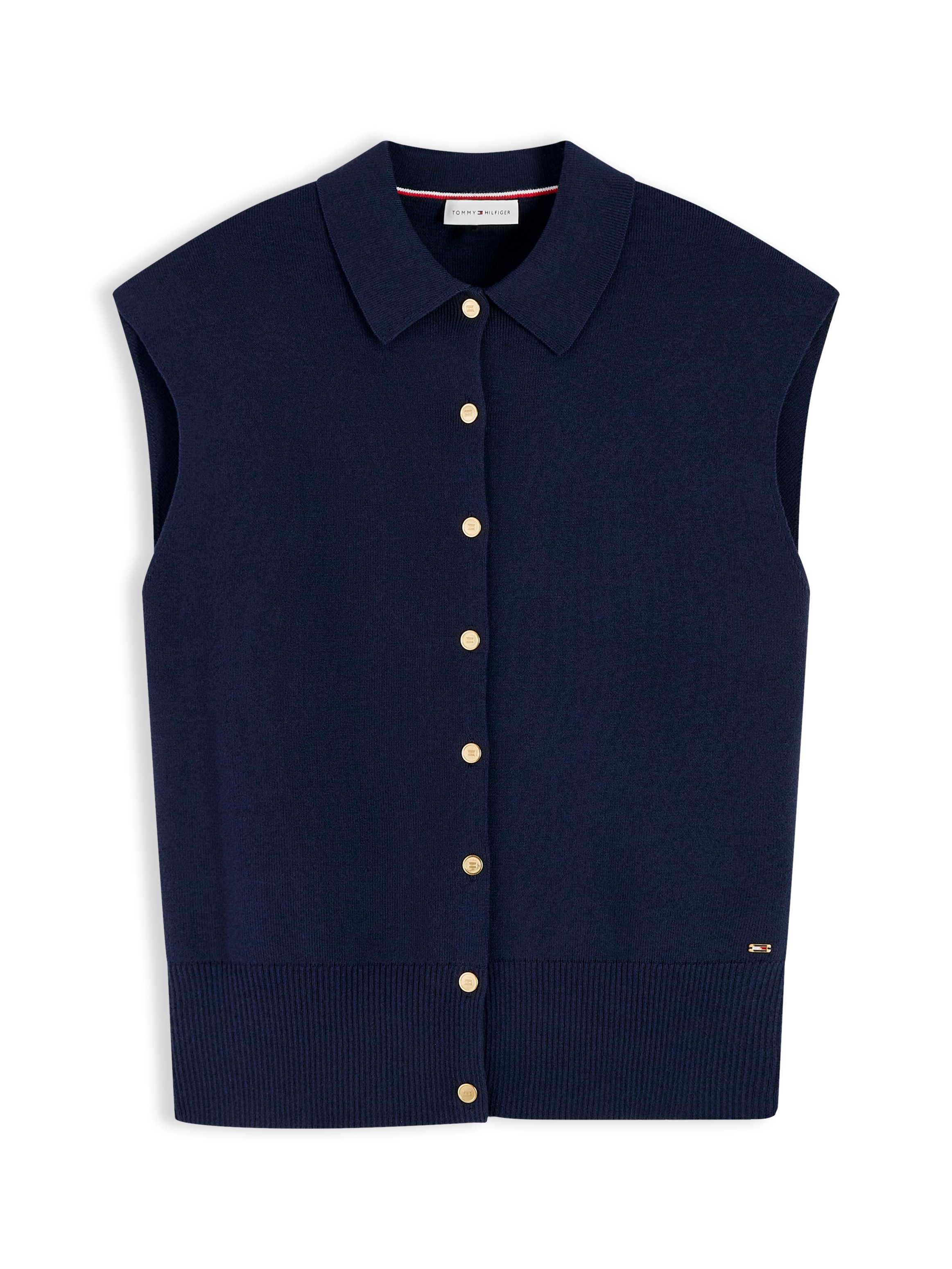 Tommy Hilfiger Gilet tricoté »COTTON FULL NEEDLE POLO VEST« mélange de coton