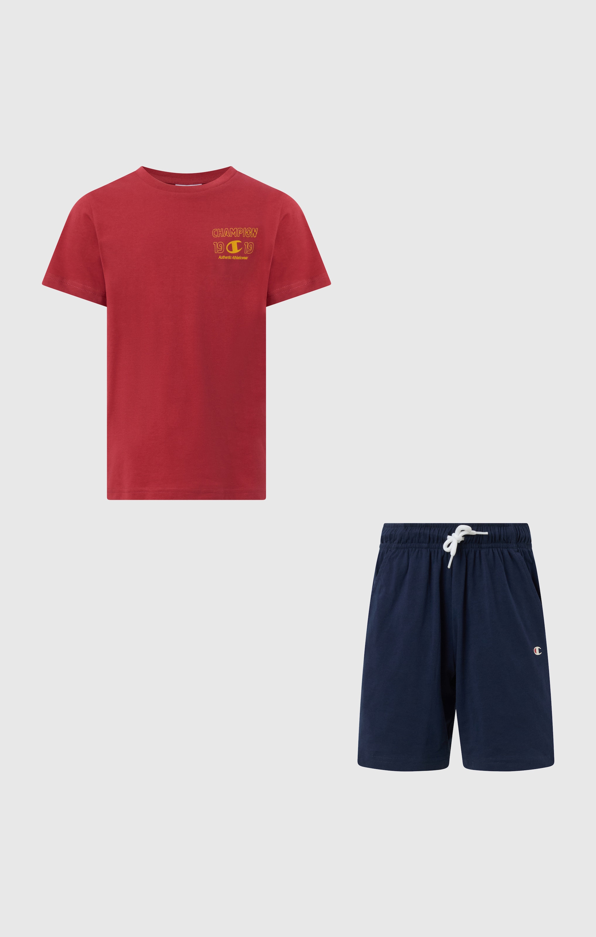 Champion T-Shirt & Shorts »Graphic T-Shirt and Shorts Set« 2 tlg. für sportliche Aktivitäten, leichtes Tragegefühl