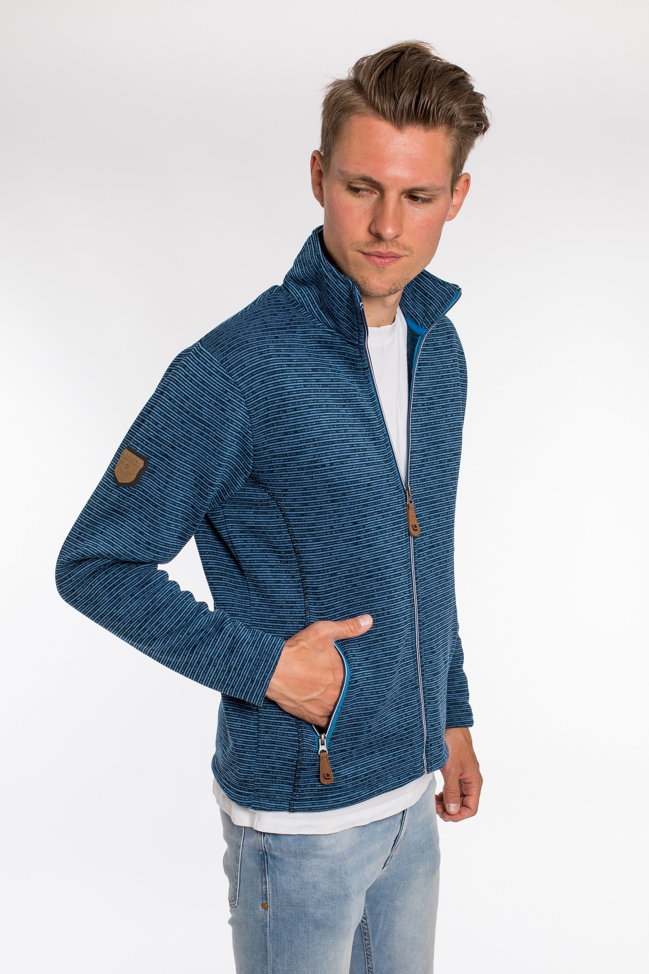 DEPROC Active Strickfleecejacke »LACEWOOD MEN« Kontrastreissverschluss