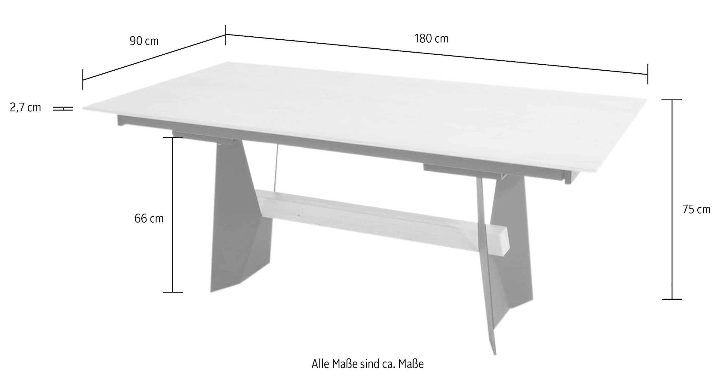 K+W Komfort & Wohnen Ensemble de salle à manger »Longbeach« 6 cuis tlg. ensemble repas en look coussin pointu avec 4 chaises à suspension, structure en métal