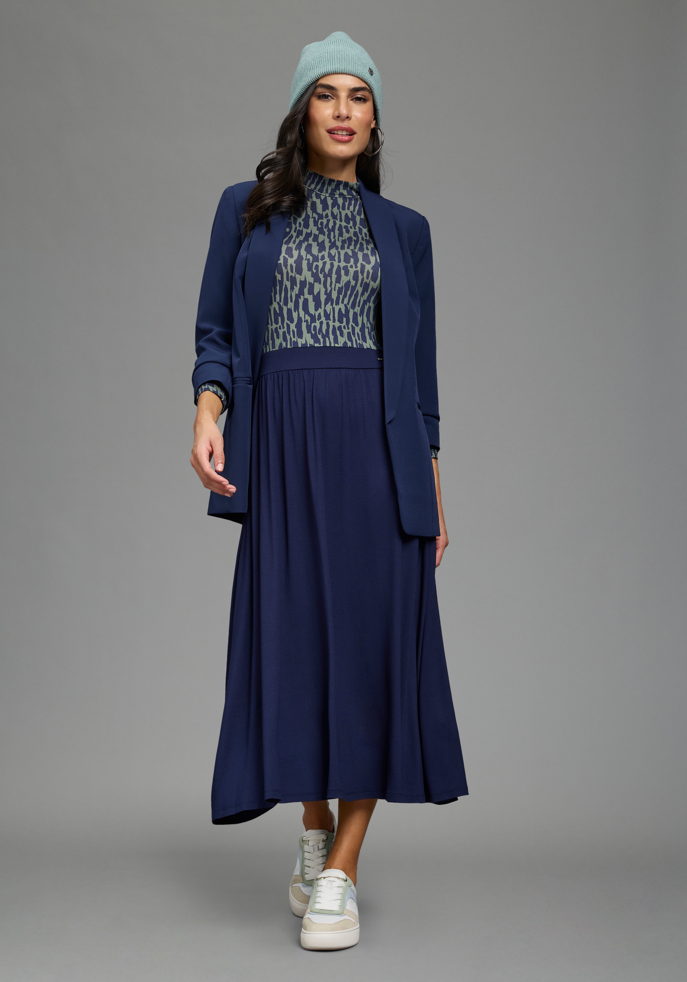 Laura Scott 2-in-1-Kleid wadenlang, figurbetont, mit Stehkragen
