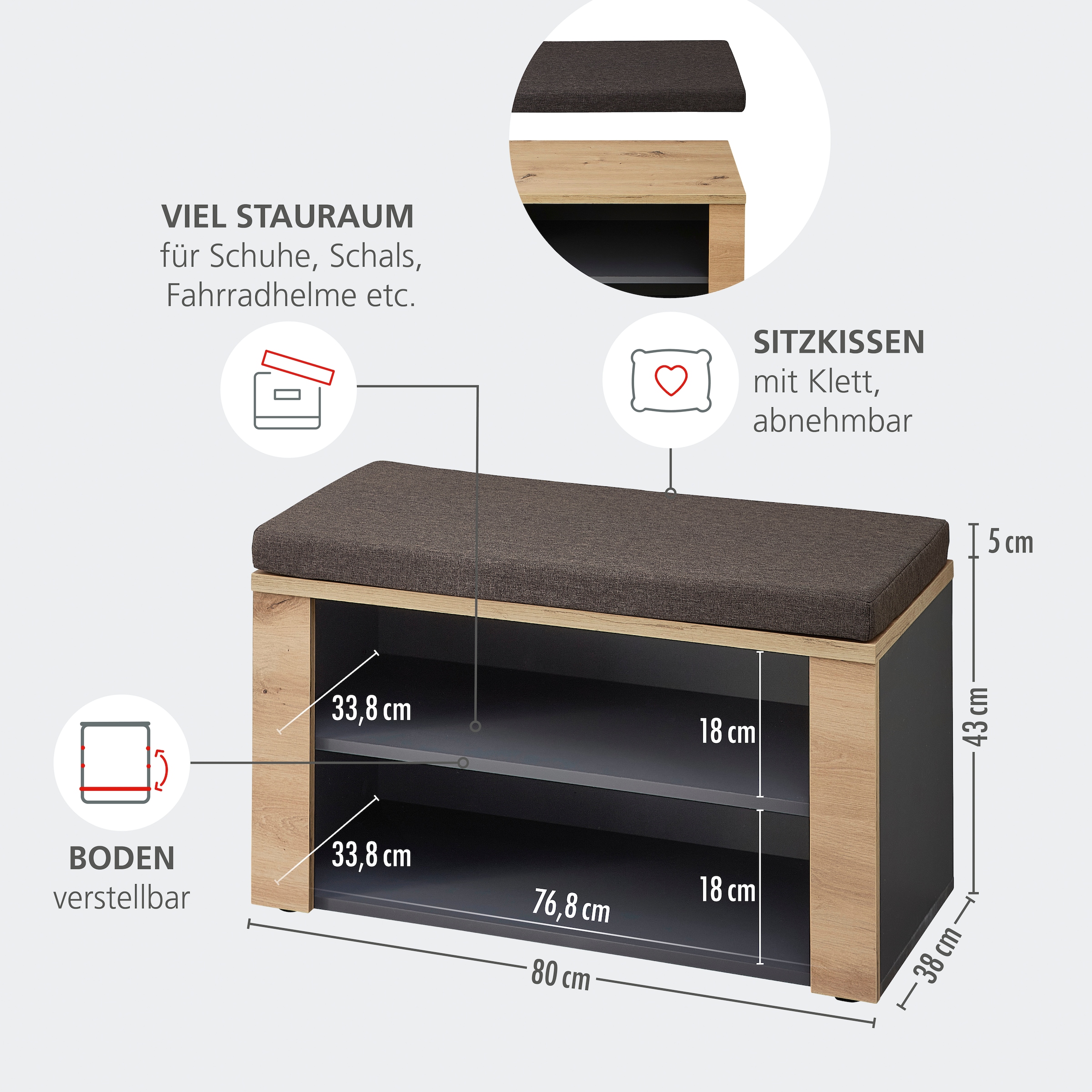 GOODproduct Garderoben-Set »Bergen Garderobenset, 245/192/38 (B/H/T cm)« 5 Stk. tlg.