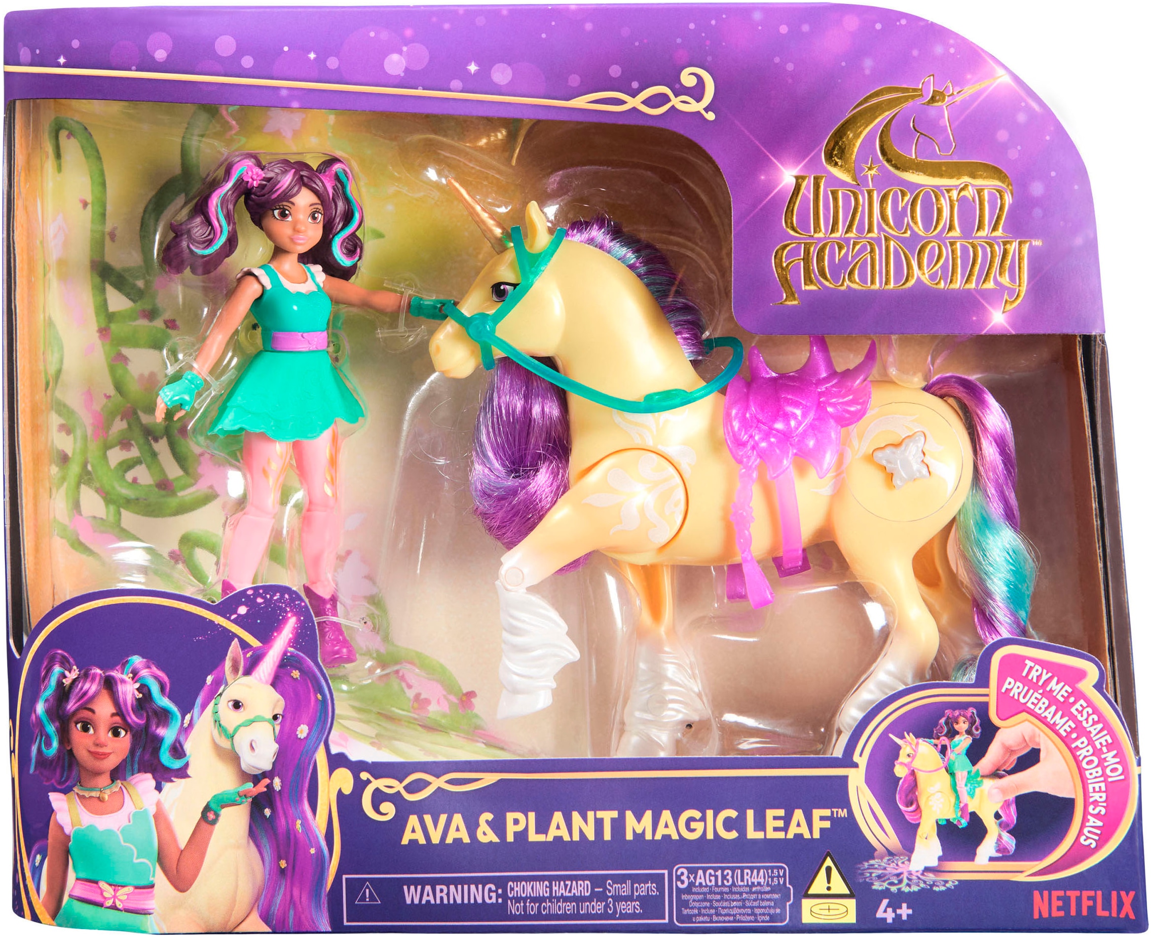 Spin Master Anziehpuppe »Unicorn Academy - Ava & Pflanzen-Magie Leaf« mit echter Mähne und Leuchteffektt