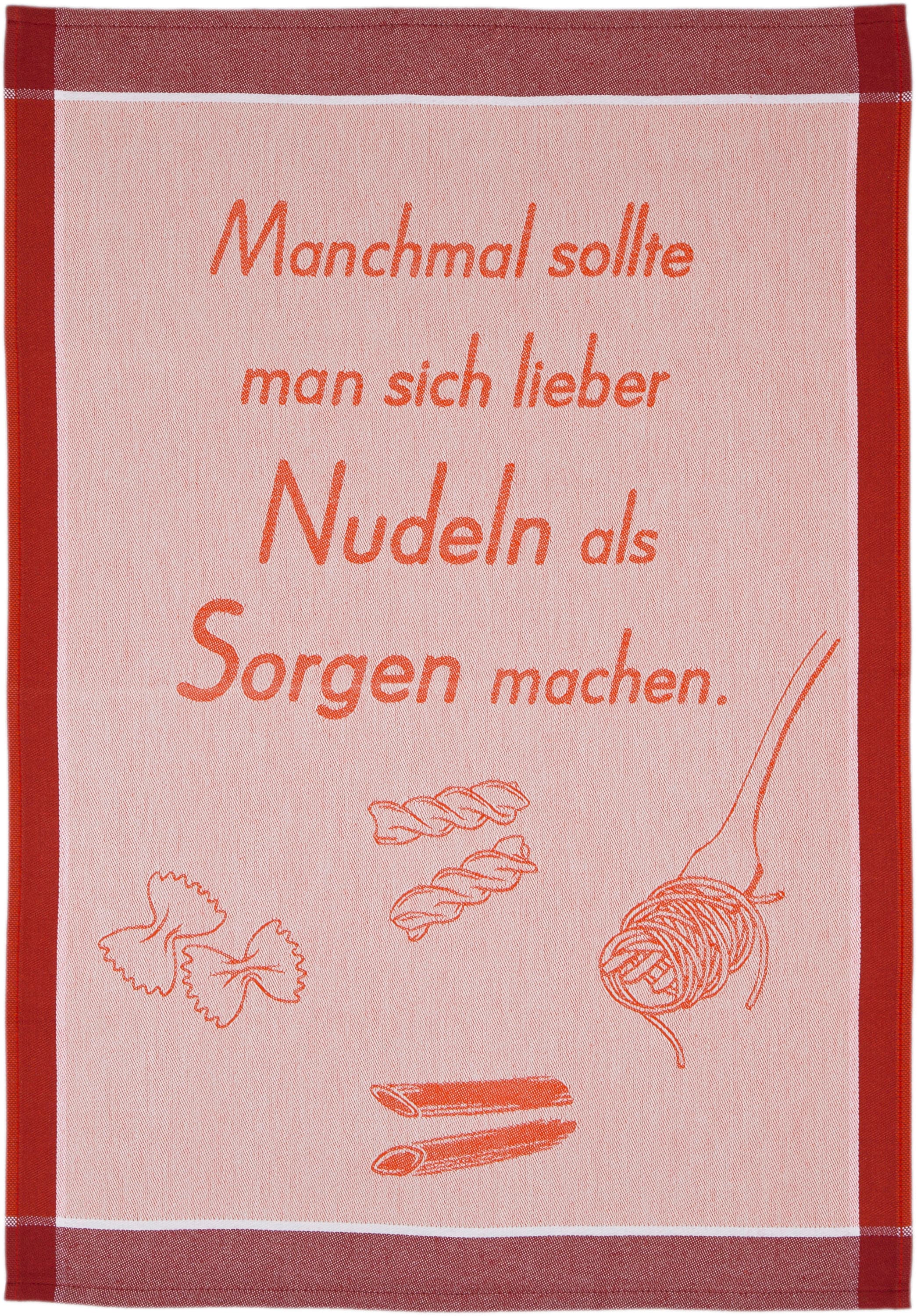 ROSS Chiffon à vaisselle »Manchmal sollte man dich lieber Nudeln als Sorgen machen« Serviette à imprimer, 100% coton