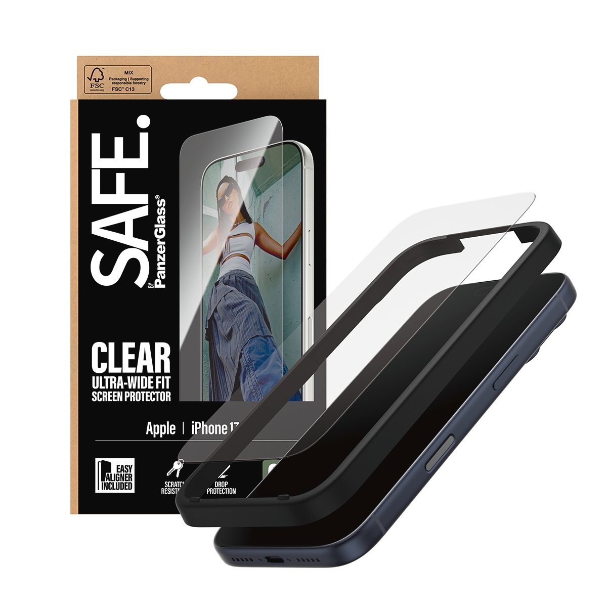 SAFE by PanzerGlass Verre de protection d'écran »Ultra-Wide Fit Screen Protector« für Apple iPhone 17 Pro Displayschutzfolie, Schutzfolie, Bildschirmschutz, kratz- & stossfest