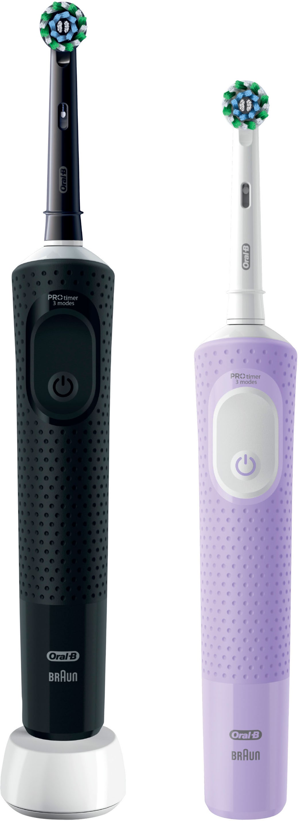 Oral-B Brosse à dents électrique »Oral-B Vitality Pro« 2 cuis Aufsteckbürsten 3 modes de nettoyage pour soins dentaires, design par Braun, noir/lilas