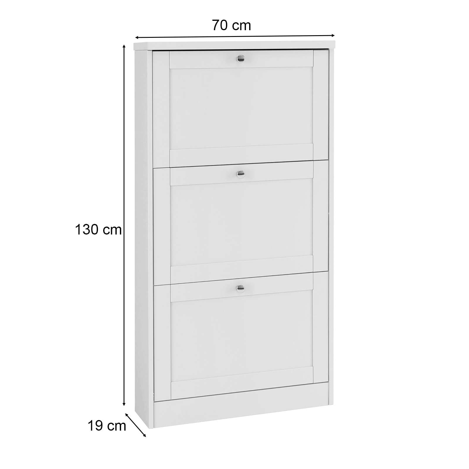 GOODproduct Armoire à chaussures »Heide« Largeur 70 cm, avec 3 volets et façade facettée, hauteur env. 130 cm