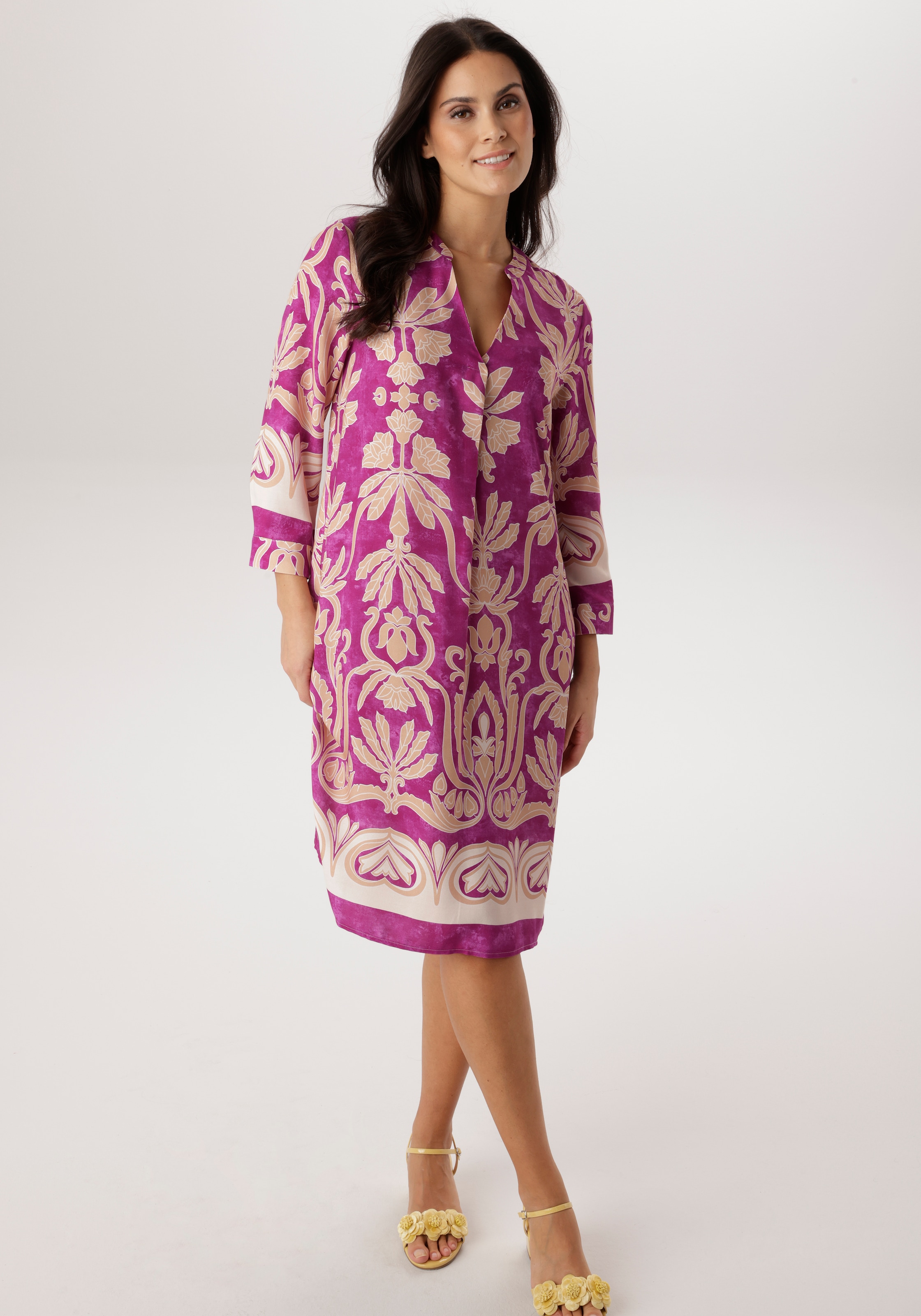 Aniston SELECTED Robe chemisier mit ornamentaler Blüten- und Blättermusterung - NEUE KOLLEKTION