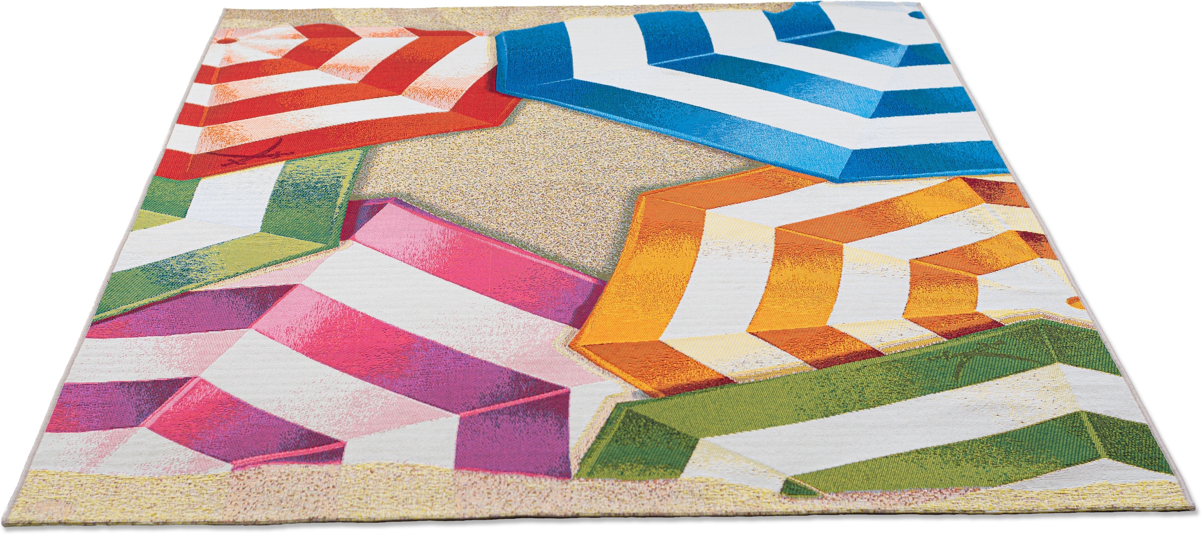 Sansibar Tapis »Rantum Beach SA-019« Rectangulaire 5 mm Höhe Flachgewebe, modernes Design, Sonnenschirme, In- und Outdoor geeignet